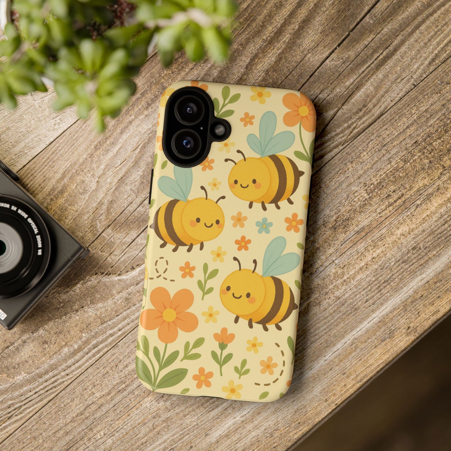 Cute cartoon Floral Bee Tough Phone Case