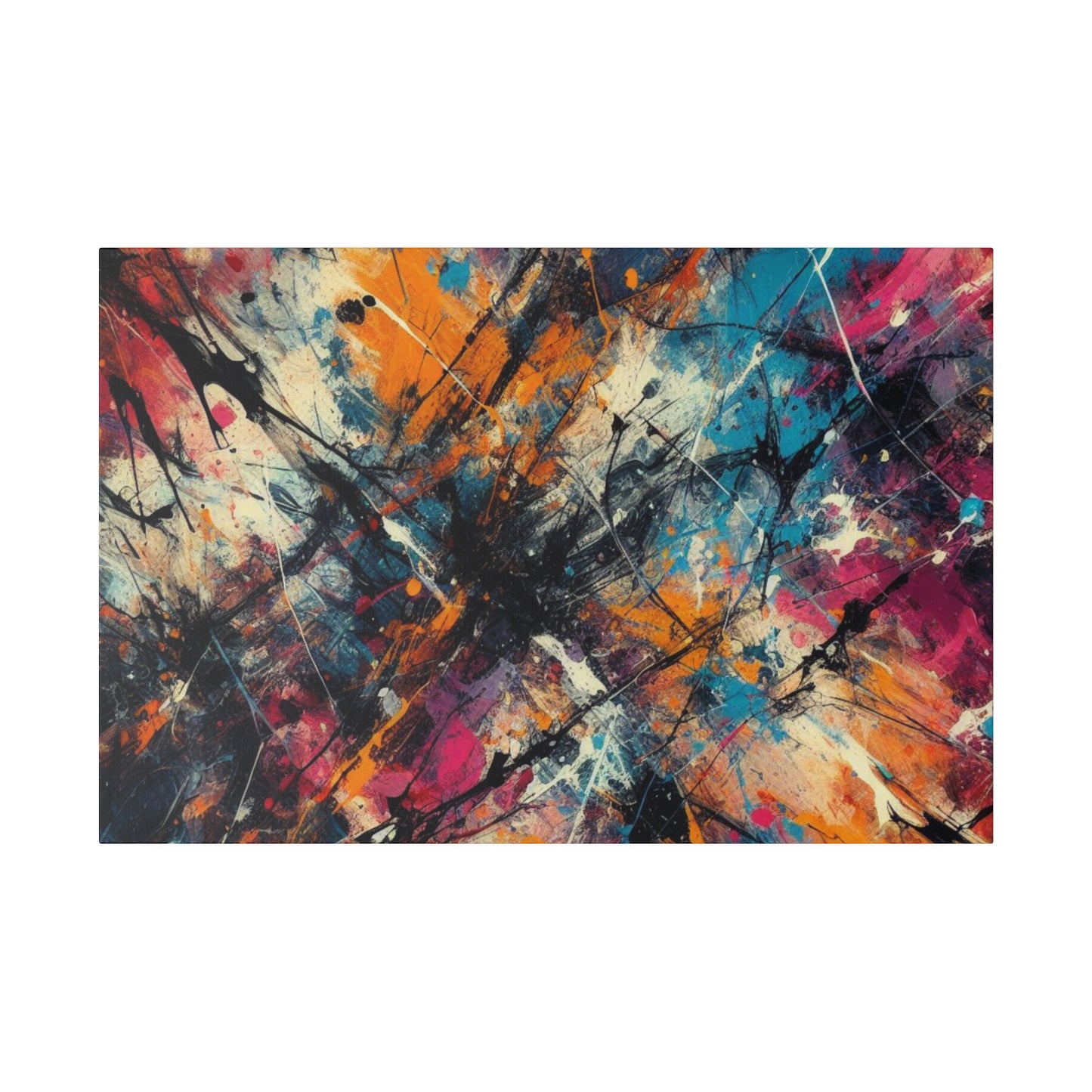 Electric Chaos Abstract Canvas Print – Bold Modern Paint Splash Wall Art for Contemporary Interiors