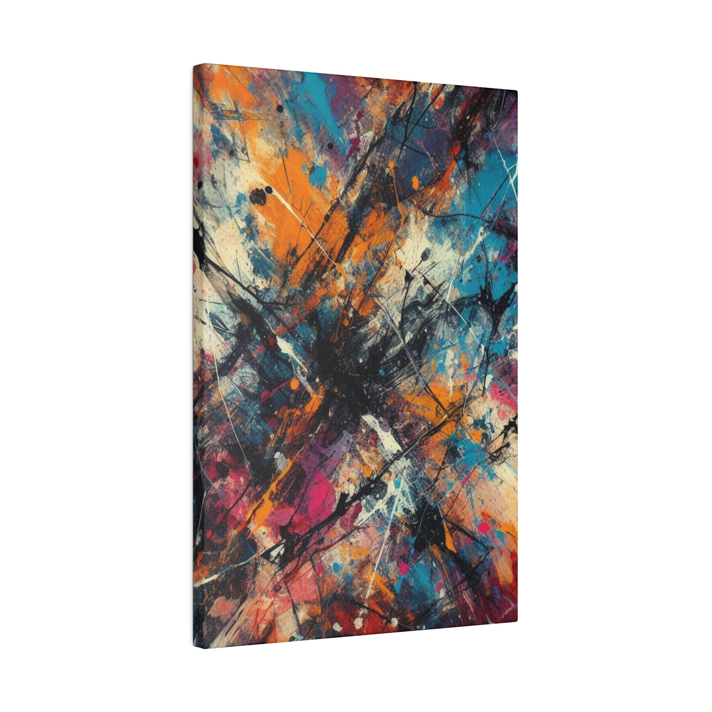 Electric Chaos Abstract Canvas Print – Bold Modern Paint Splash Wall Art for Contemporary Interiors