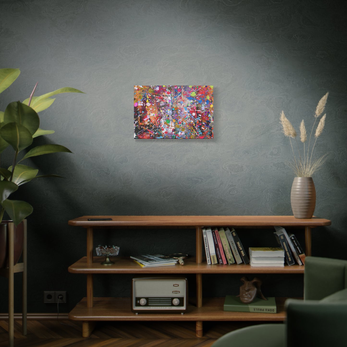 Urban Chaos: Neon Splatter Symphony Abstract Canvas Print Art
