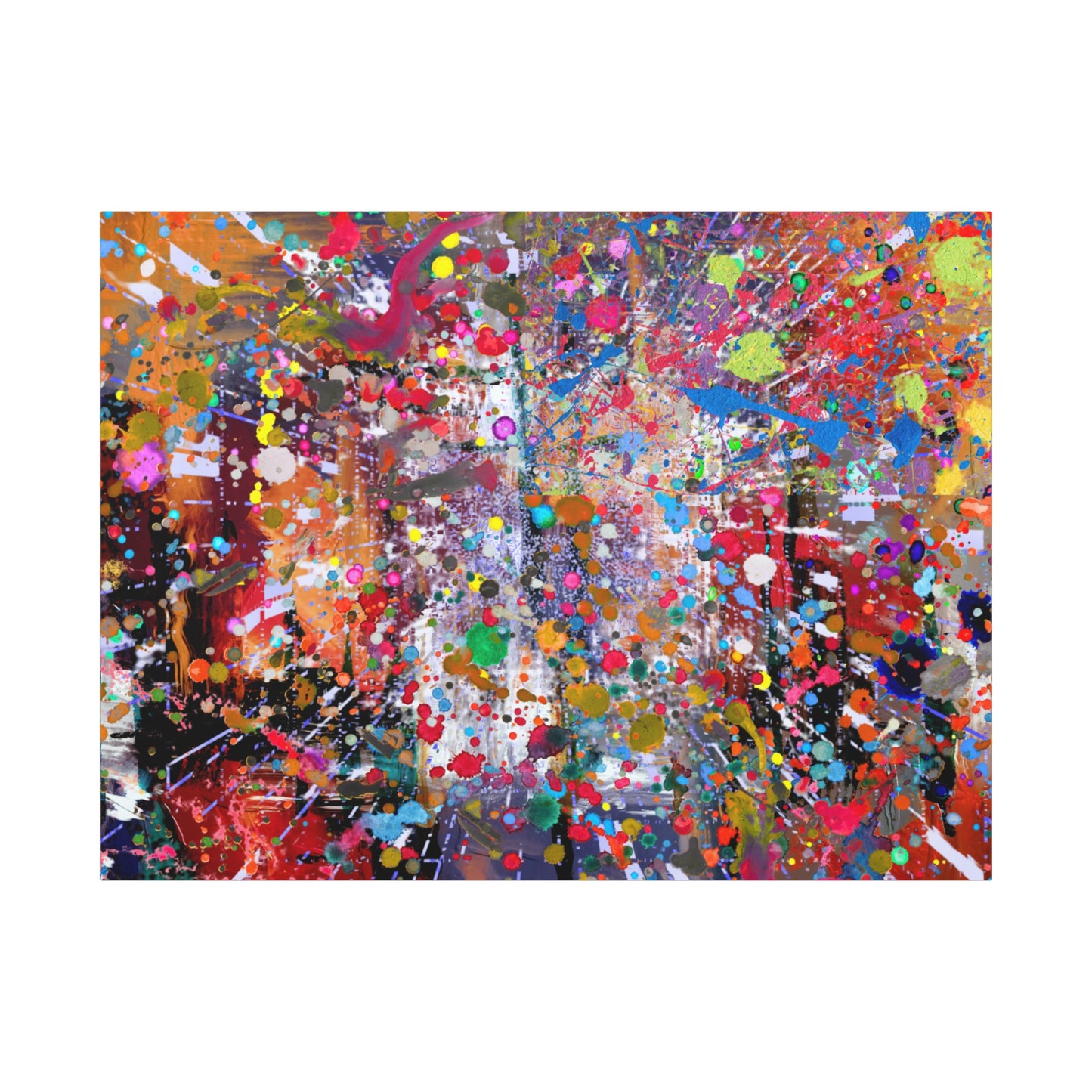 Urban Chaos: Neon Splatter Symphony Abstract Canvas Print Art