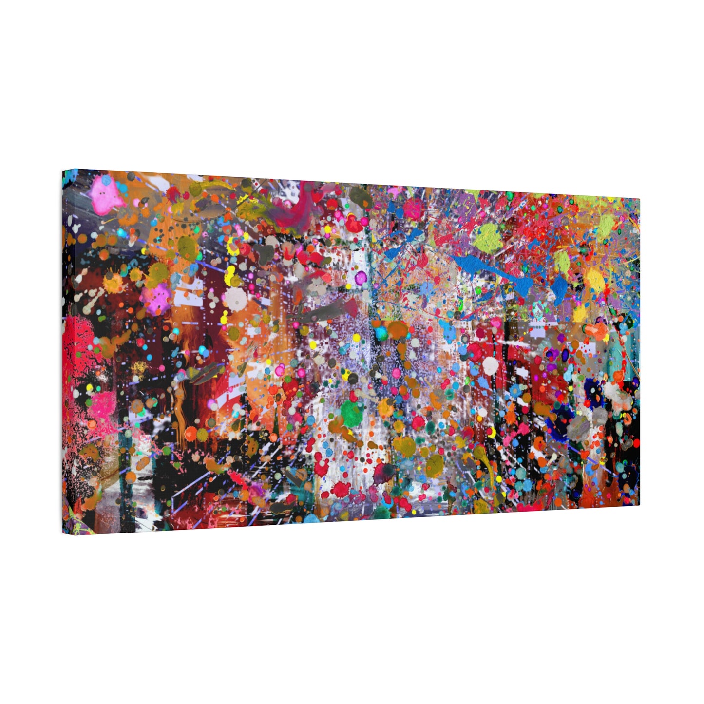 Urban Chaos: Neon Splatter Symphony Abstract Canvas Print Art