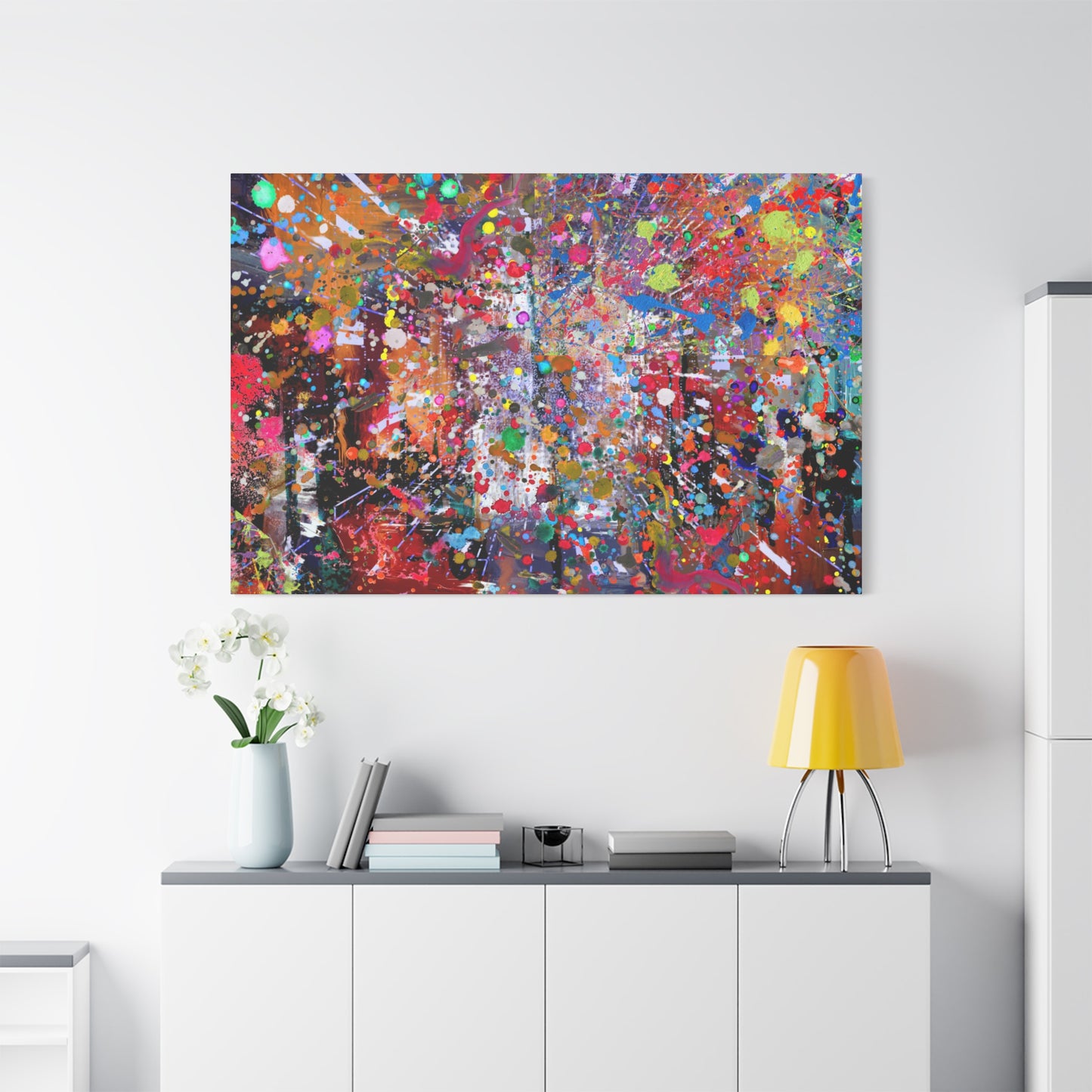 Urban Chaos: Neon Splatter Symphony Abstract Canvas Print Art