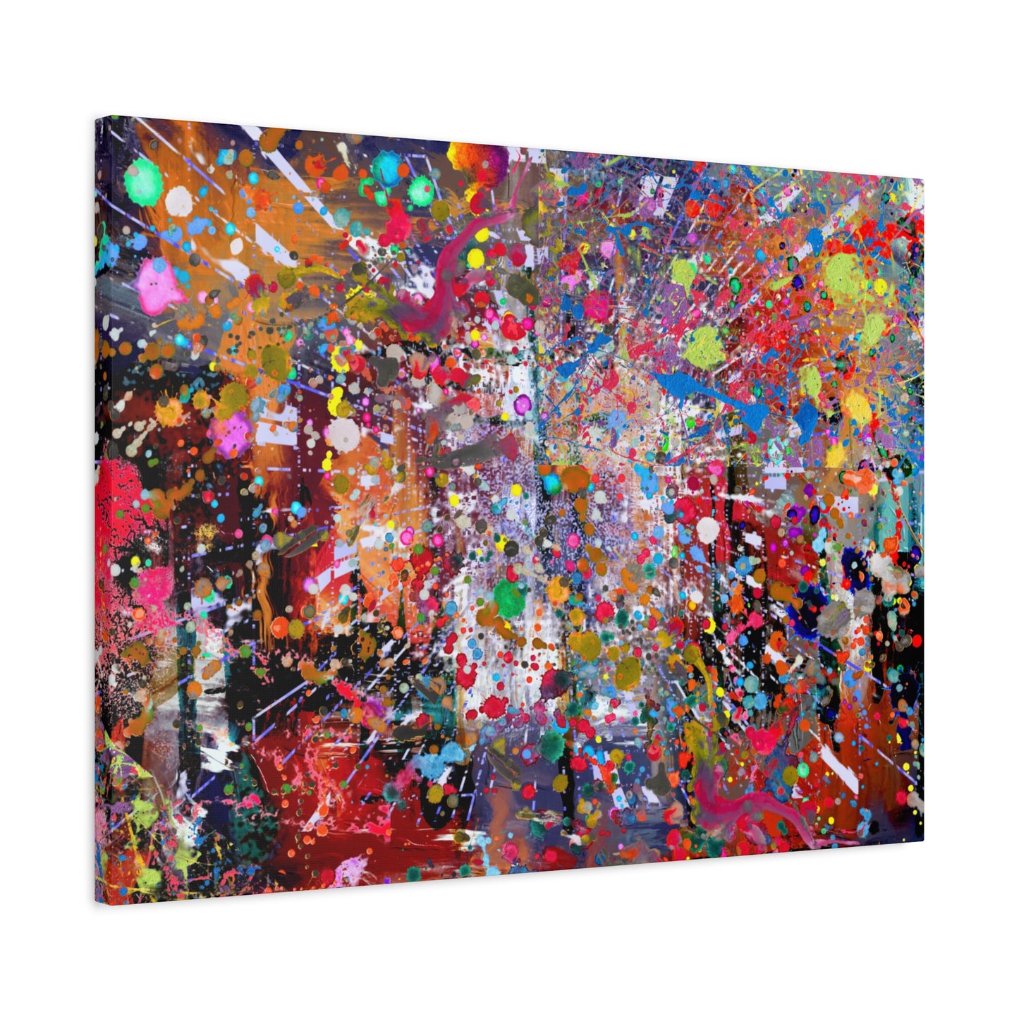 Urban Chaos: Neon Splatter Symphony Abstract Canvas Print Art