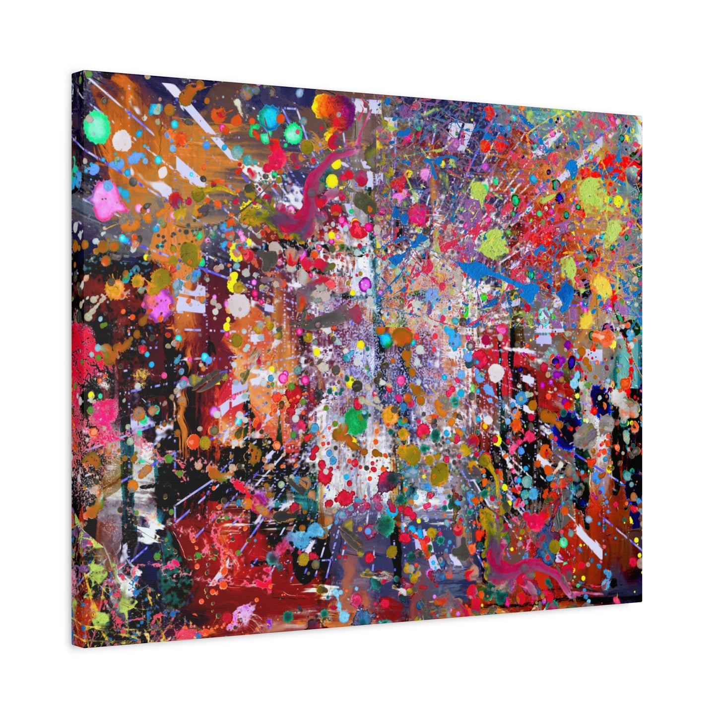 Urban Chaos: Neon Splatter Symphony Abstract Canvas Print Art