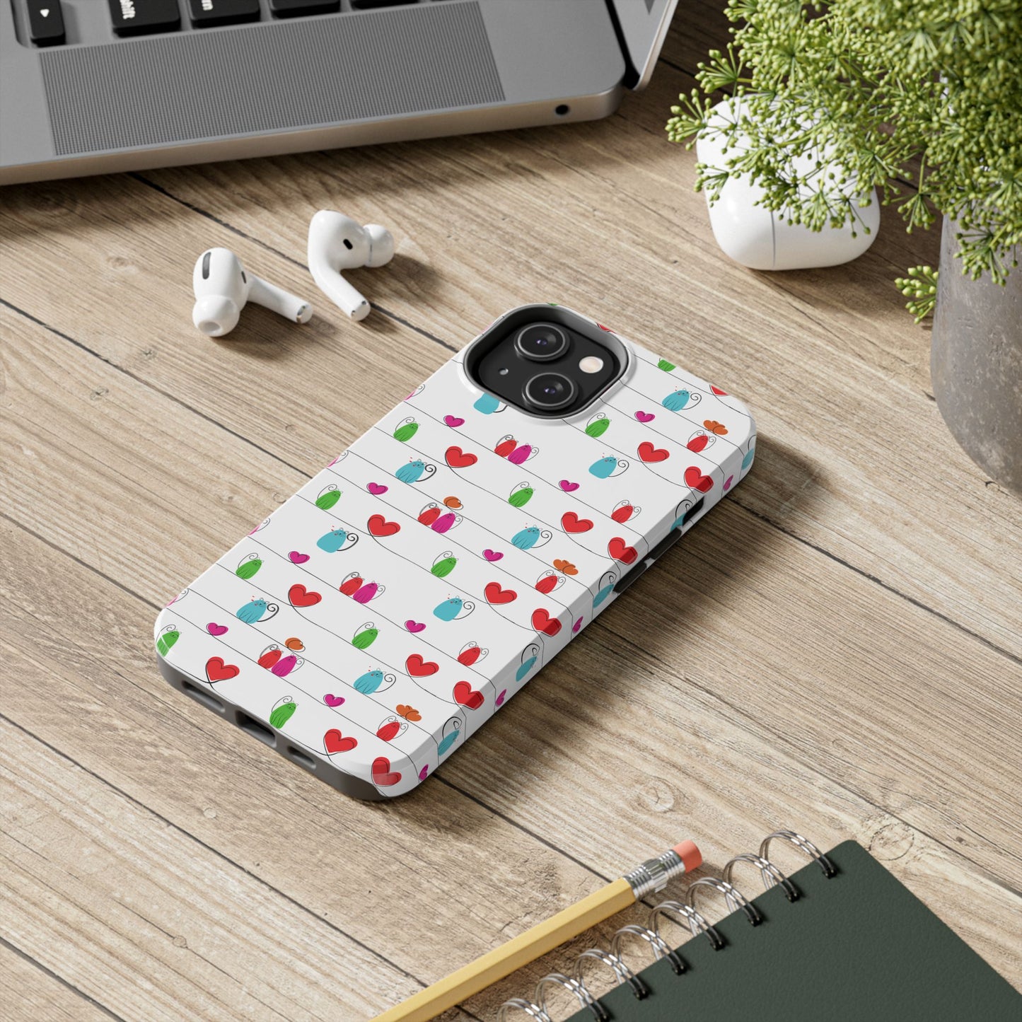 Fundas resistentes para teléfono con diseño de gatos y corazones