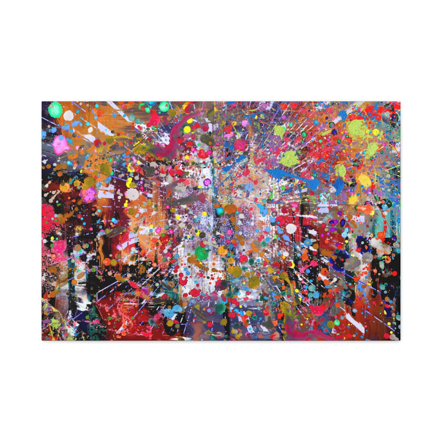 Urban Chaos: Neon Splatter Symphony Abstract Canvas Print Art