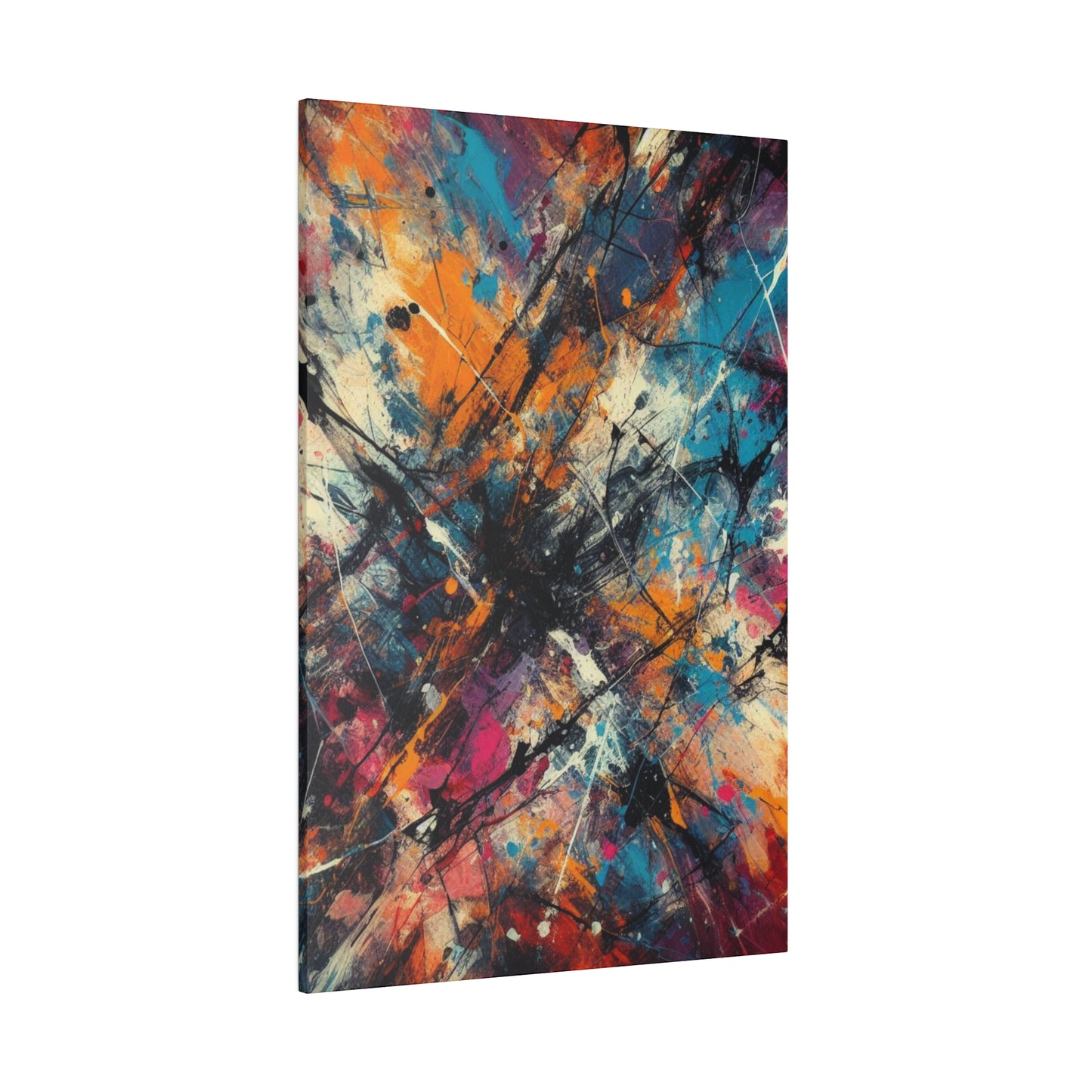 Electric Chaos Abstract Canvas Print – Bold Modern Paint Splash Wall Art for Contemporary Interiors