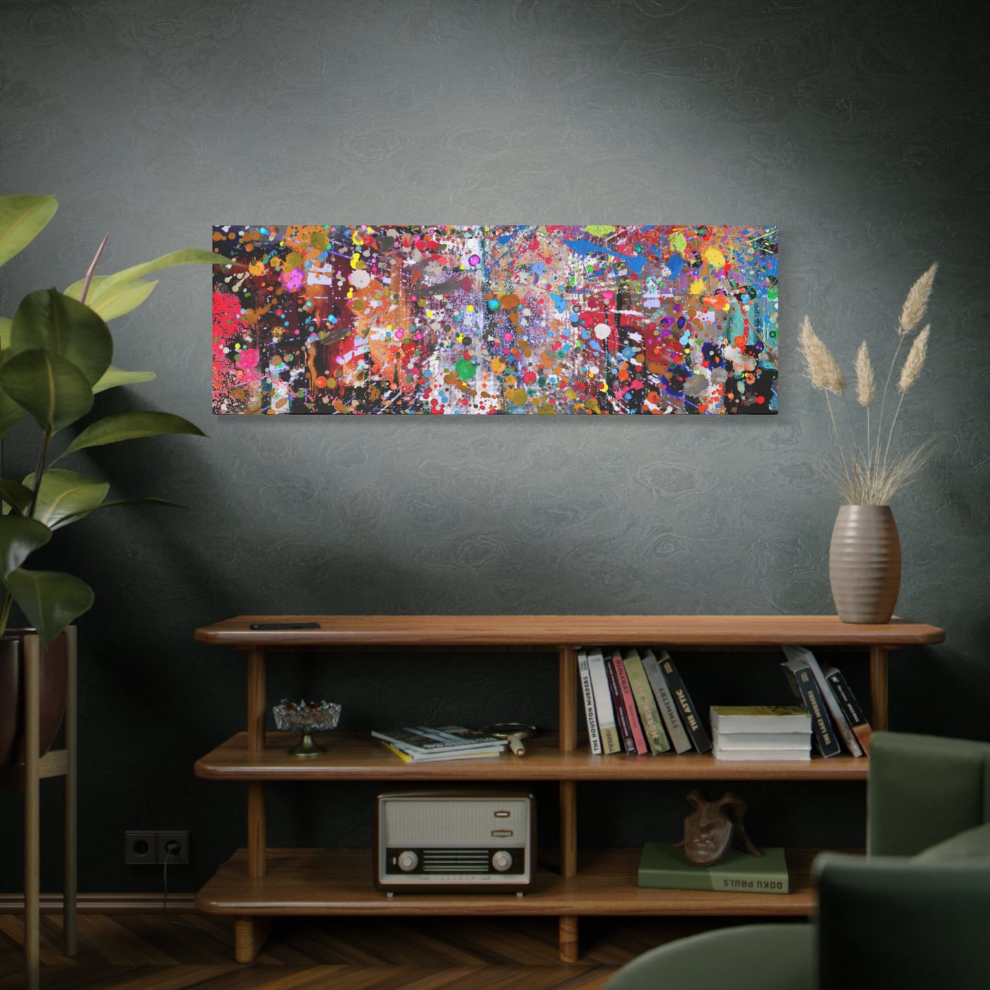 Urban Chaos: Neon Splatter Symphony Abstract Canvas Print Art