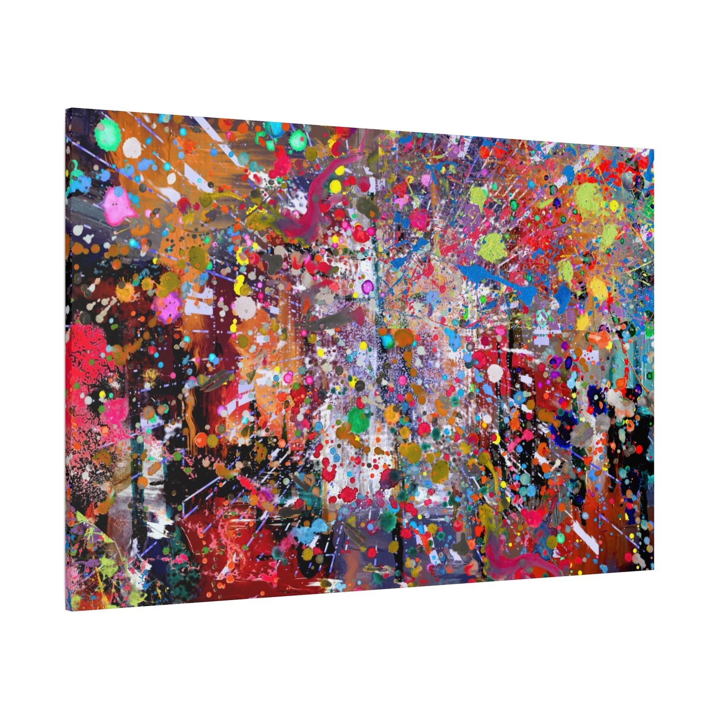 Urban Chaos: Neon Splatter Symphony Abstract Canvas Print Art