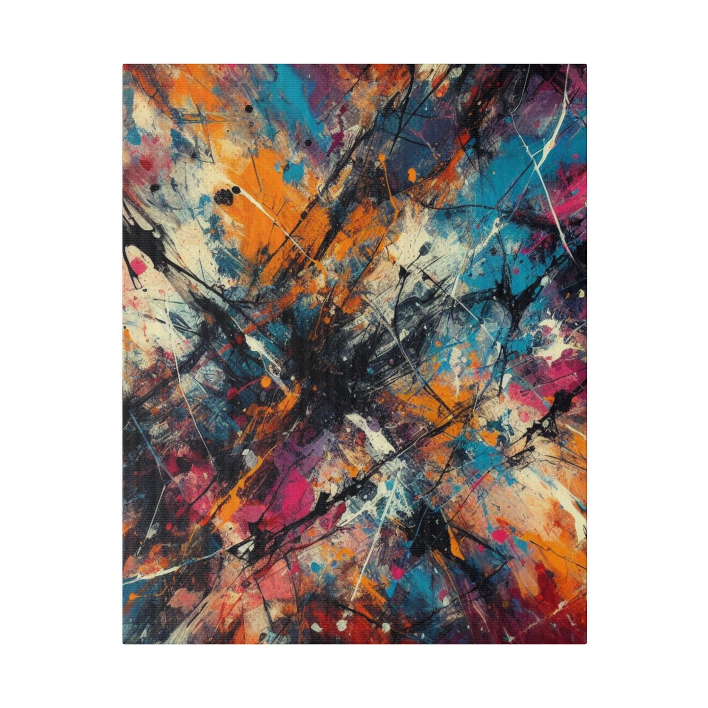 Electric Chaos Abstract Canvas Print – Bold Modern Paint Splash Wall Art for Contemporary Interiors