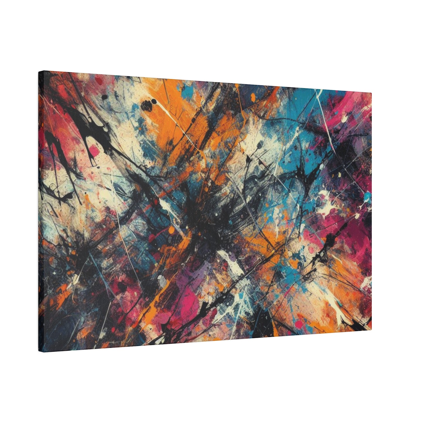 Electric Chaos Abstract Canvas Print – Bold Modern Paint Splash Wall Art for Contemporary Interiors