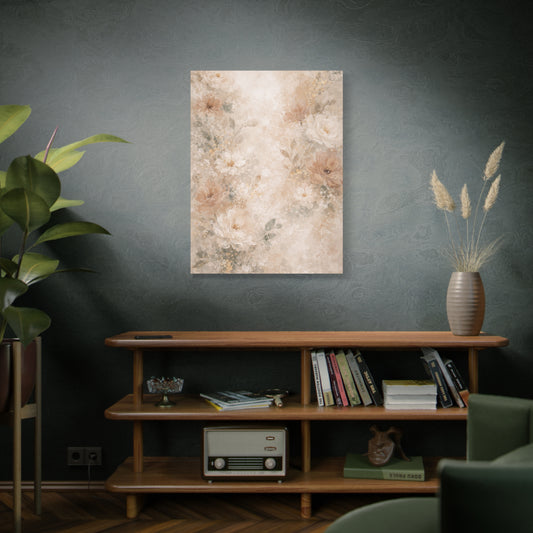 Neutral Vintage Floral Canvas Print — Matte Stretched Wall Art