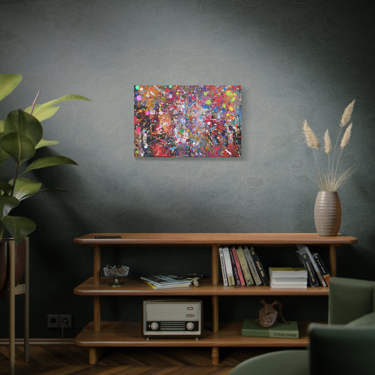 Urban Chaos: Neon Splatter Symphony Abstract Canvas Print Art