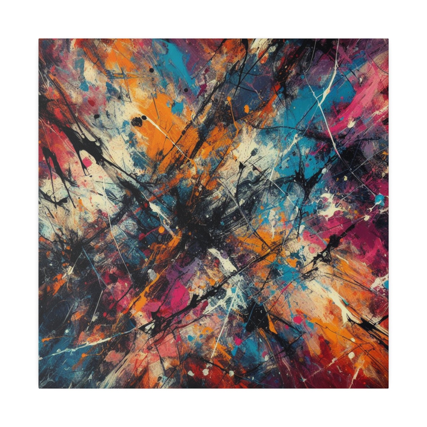 Electric Chaos Abstract Canvas Print – Bold Modern Paint Splash Wall Art for Contemporary Interiors