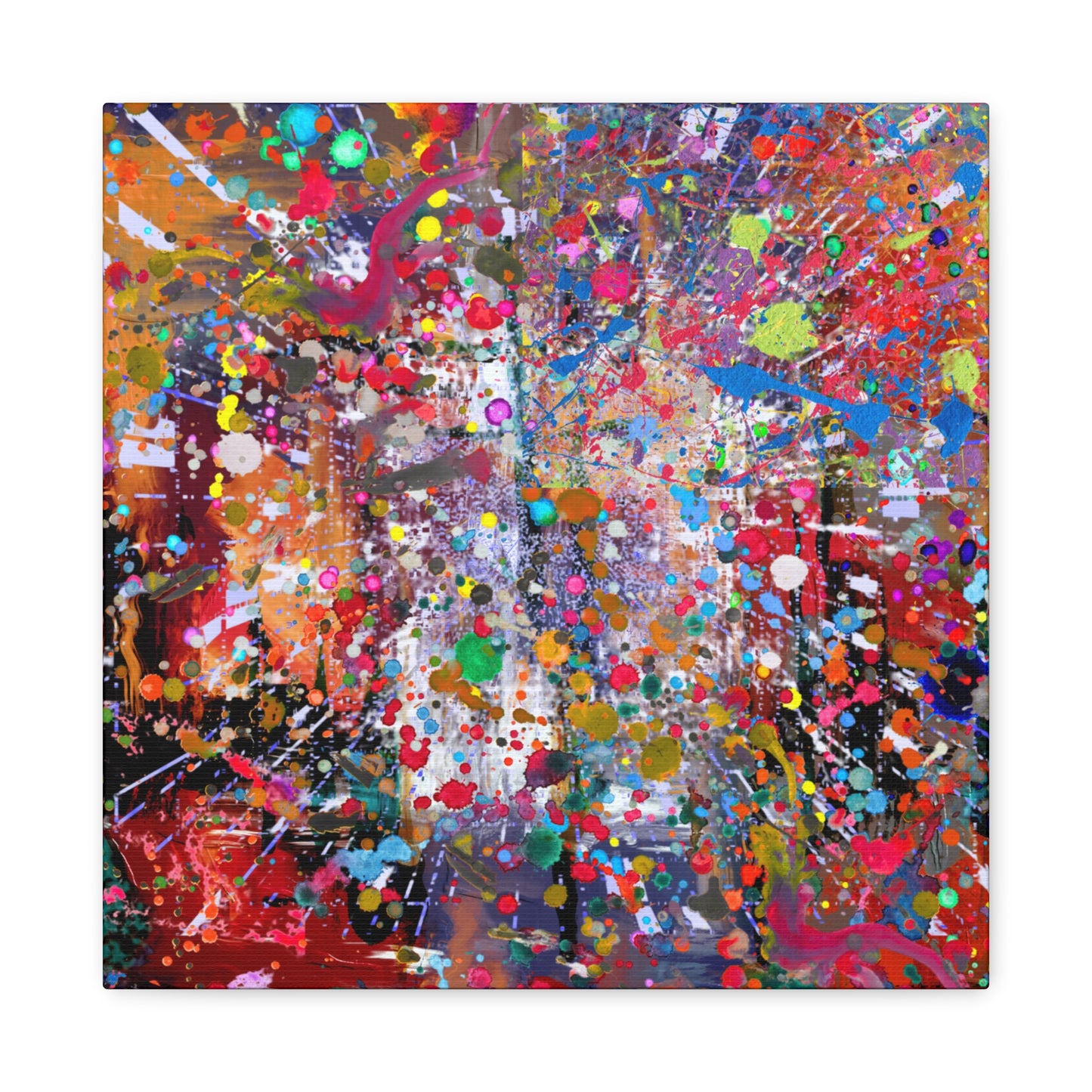 Urban Chaos: Neon Splatter Symphony Abstract Canvas Print Art