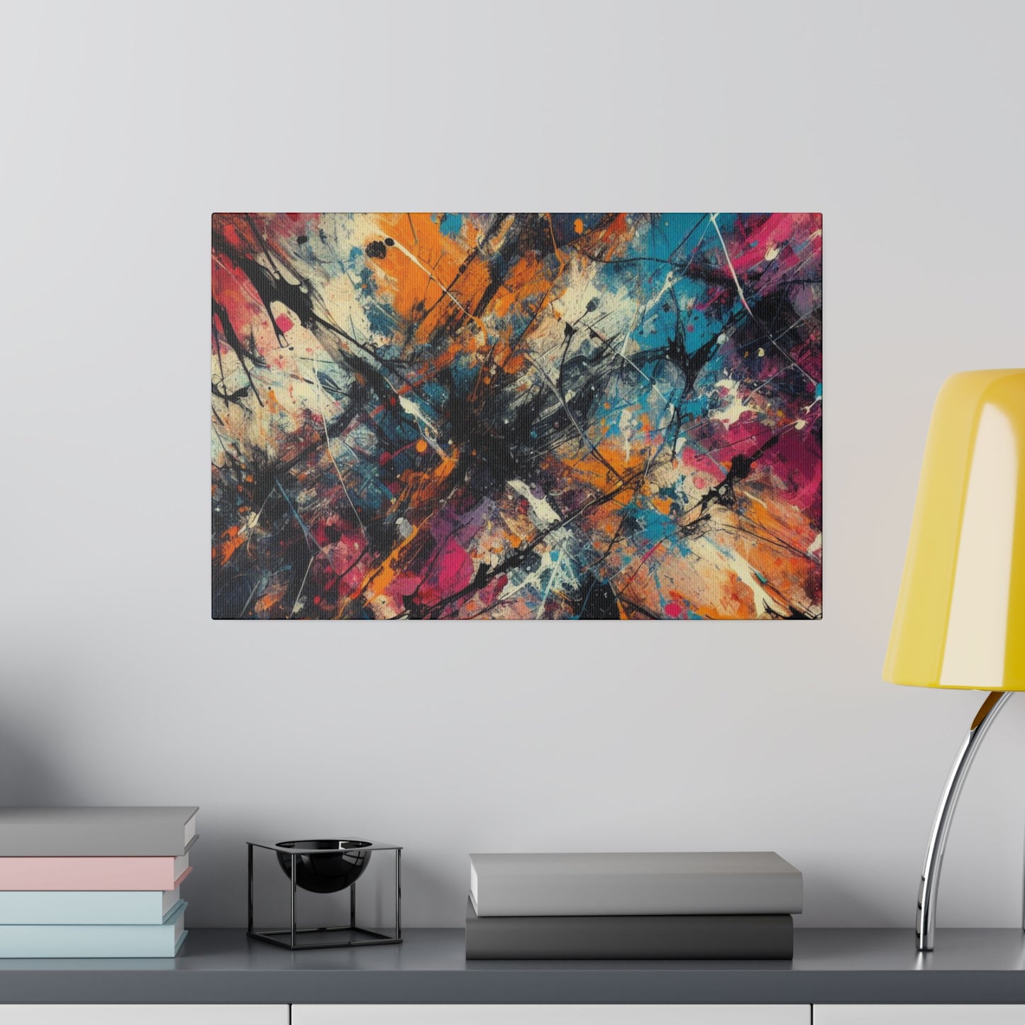 Electric Chaos Abstract Canvas Print – Bold Modern Paint Splash Wall Art for Contemporary Interiors