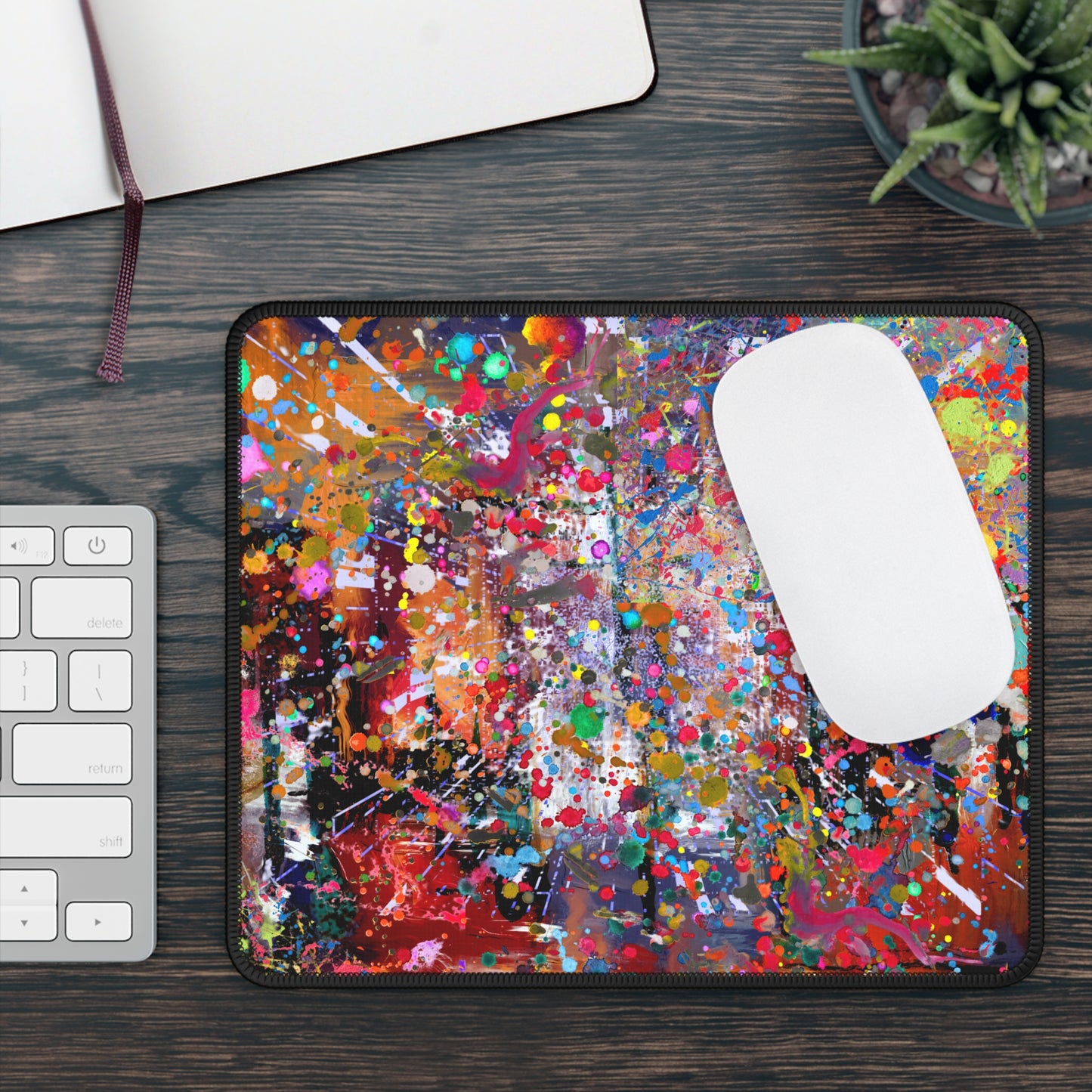 Urban Chaos: Neon Splatter Symphony Abstract Act Mousepad