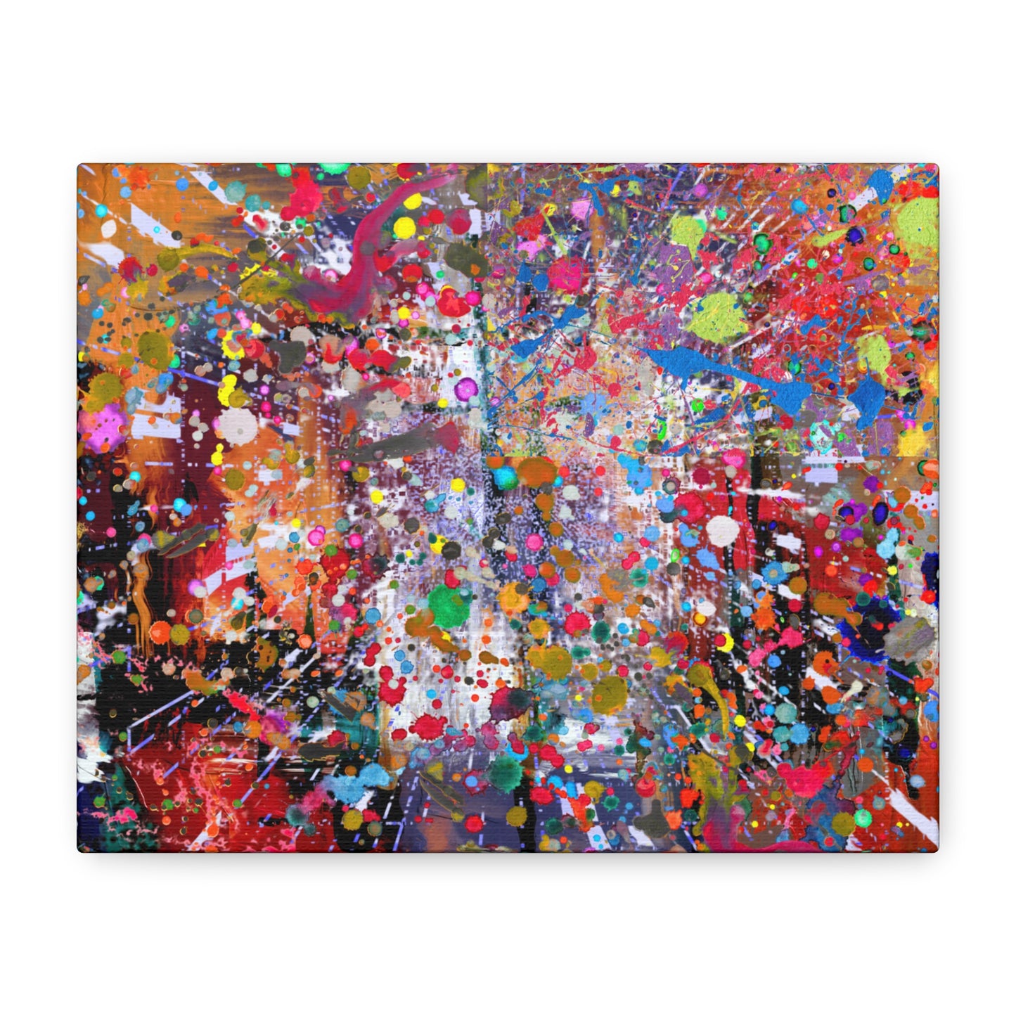 Urban Chaos: Neon Splatter Symphony Abstract Canvas Print Art