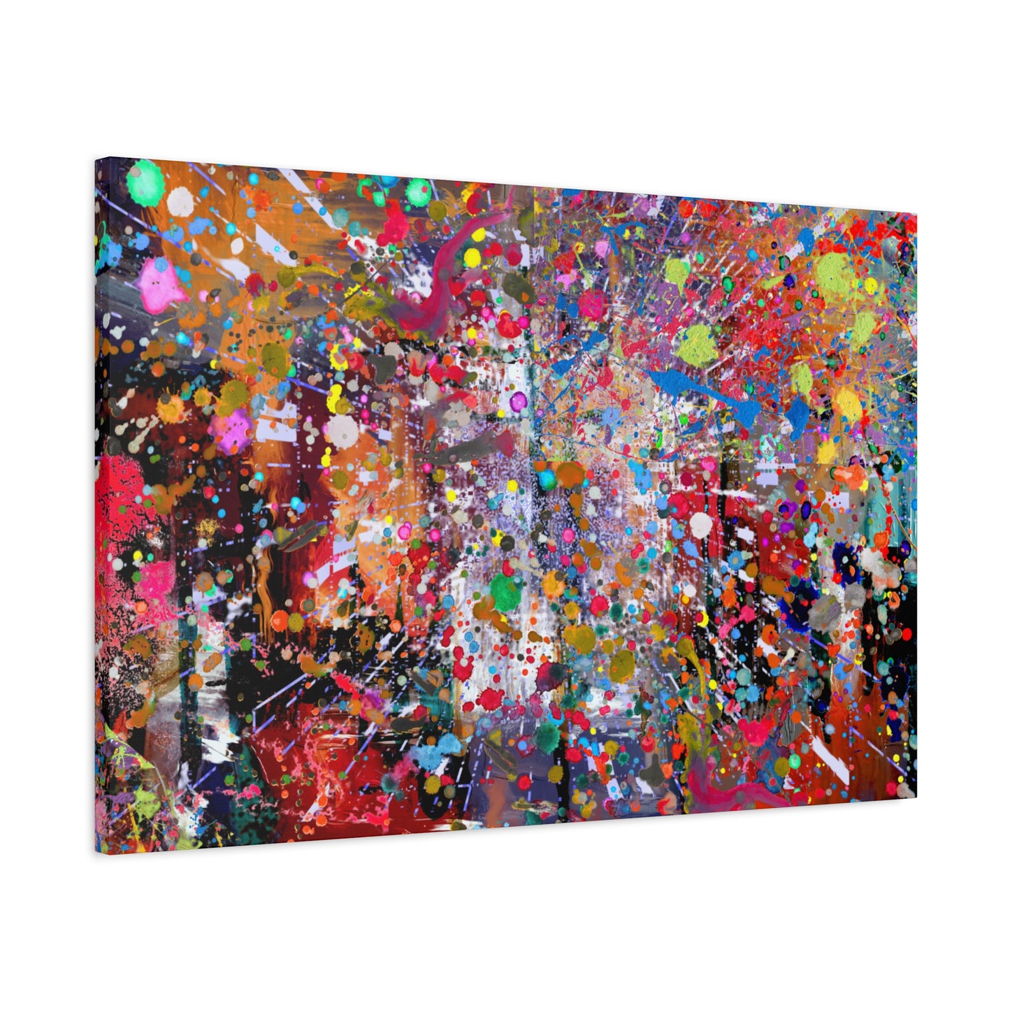 Urban Chaos: Neon Splatter Symphony Abstract Canvas Print Art