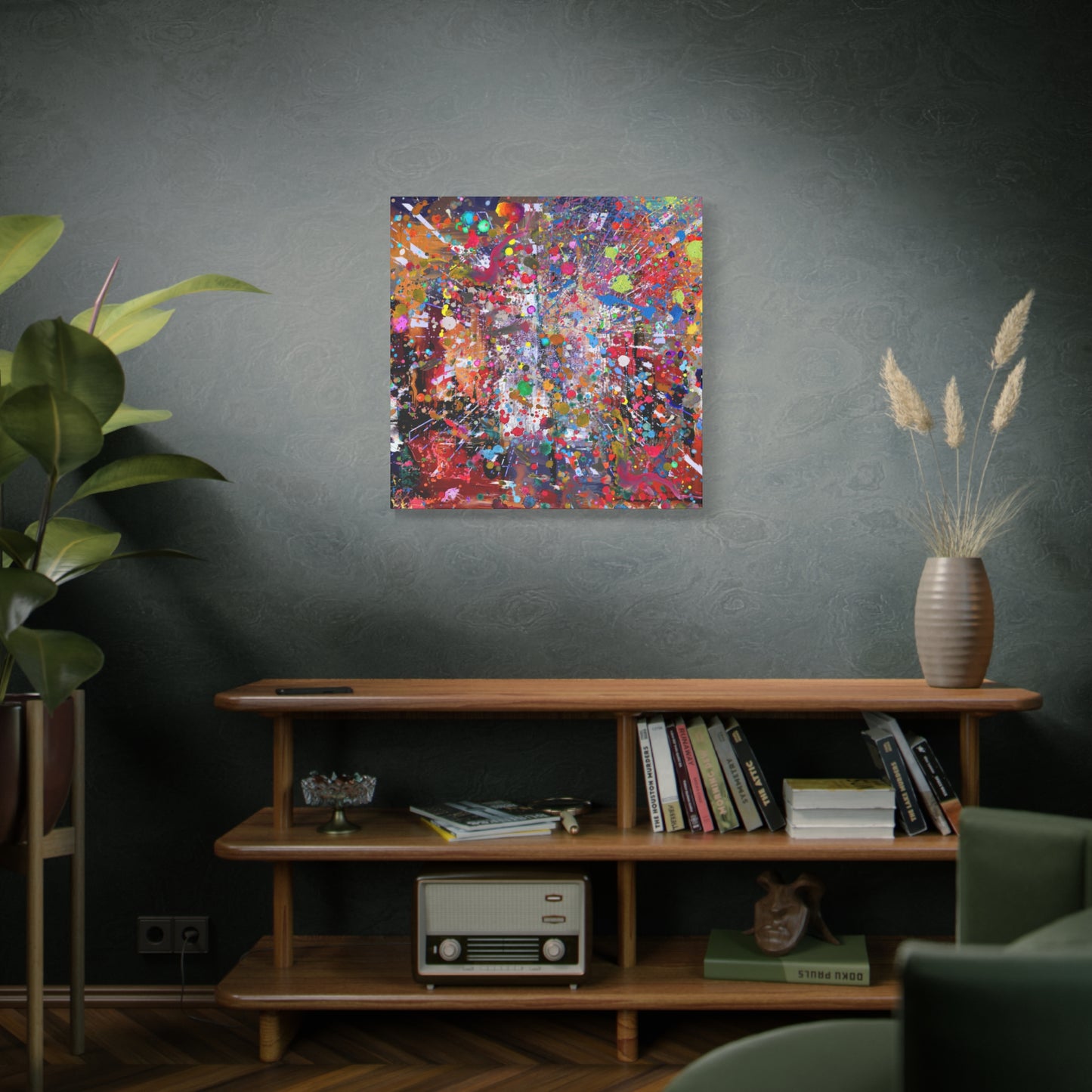 Urban Chaos: Neon Splatter Symphony Abstract Canvas Print Art