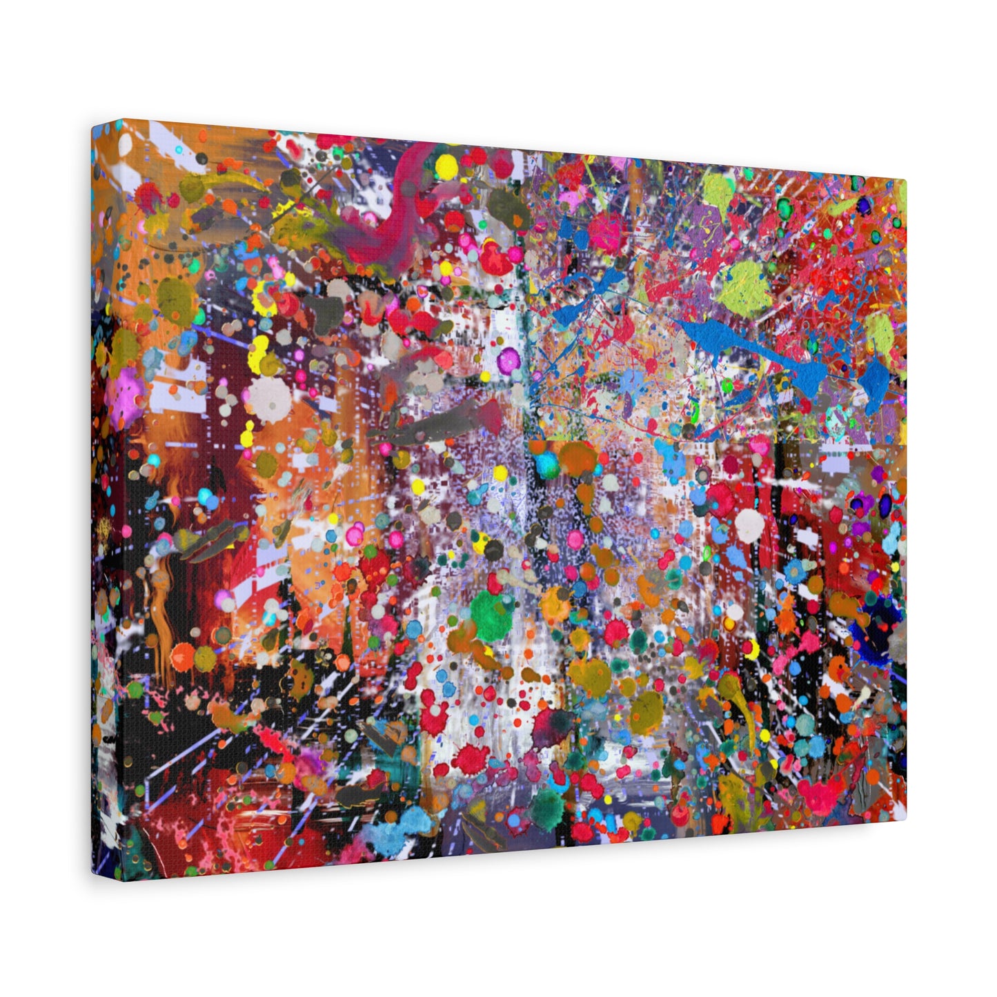 Urban Chaos: Neon Splatter Symphony Abstract Canvas Print Art