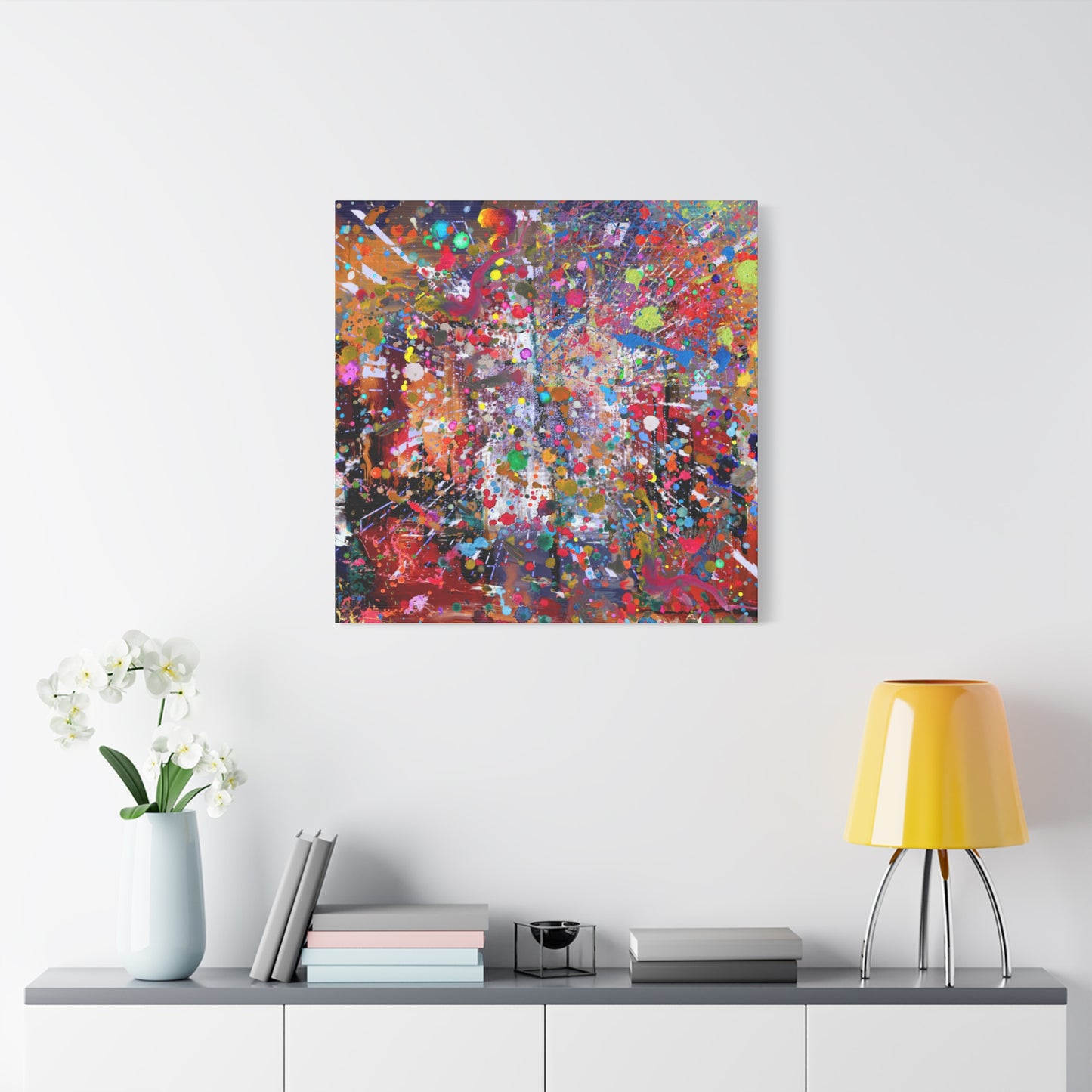 Urban Chaos: Neon Splatter Symphony Abstract Canvas Print Art