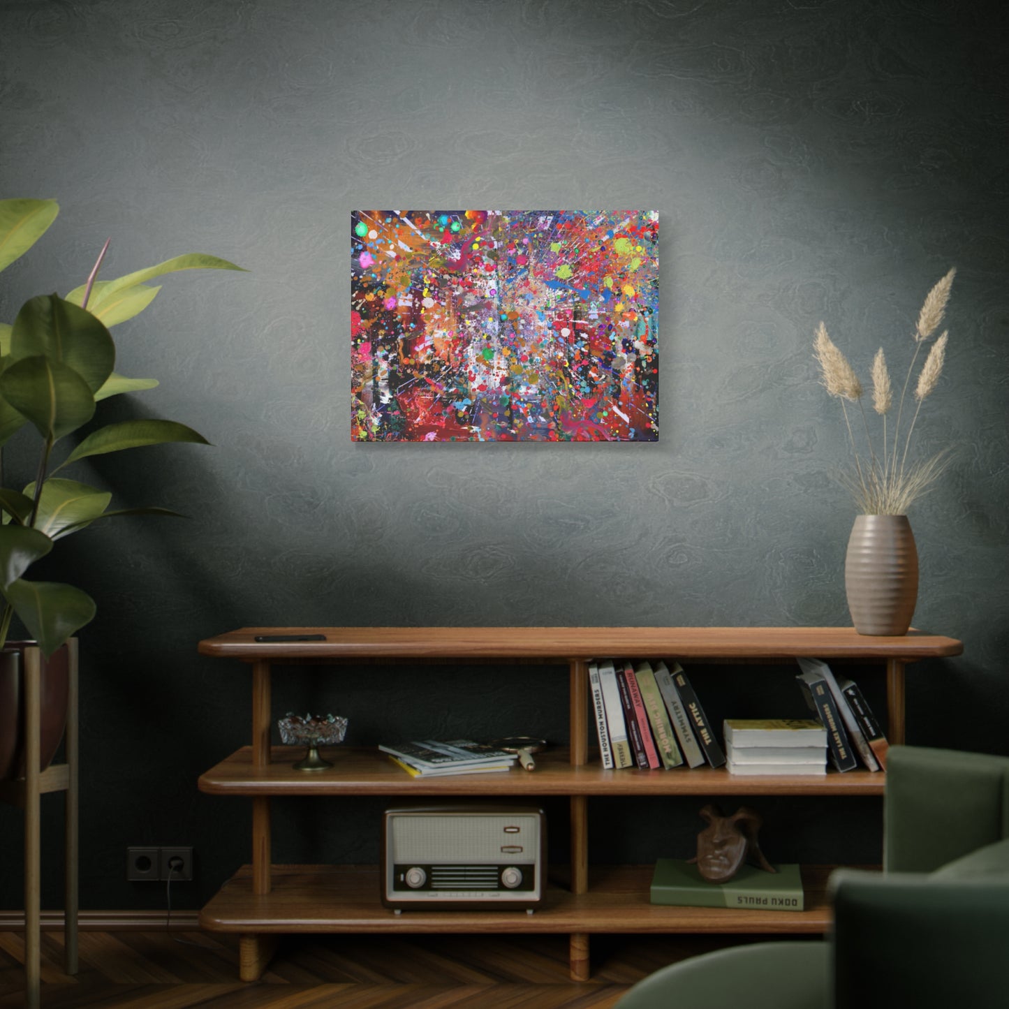 Urban Chaos: Neon Splatter Symphony Abstract Canvas Print Art