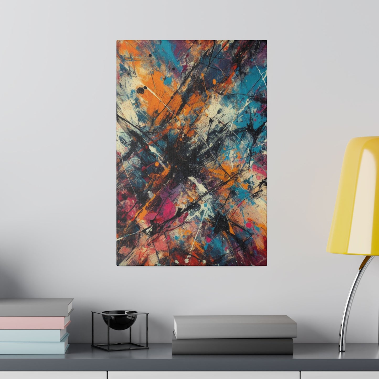 Electric Chaos Abstract Canvas Print – Bold Modern Paint Splash Wall Art for Contemporary Interiors
