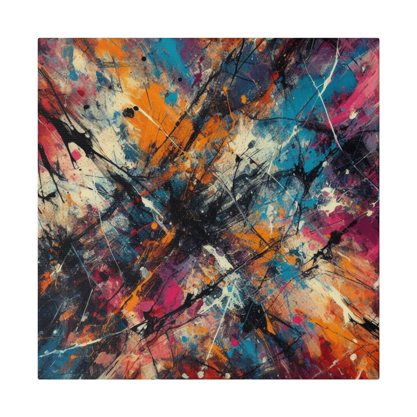 Electric Chaos Abstract Canvas Print – Bold Modern Paint Splash Wall Art for Contemporary Interiors