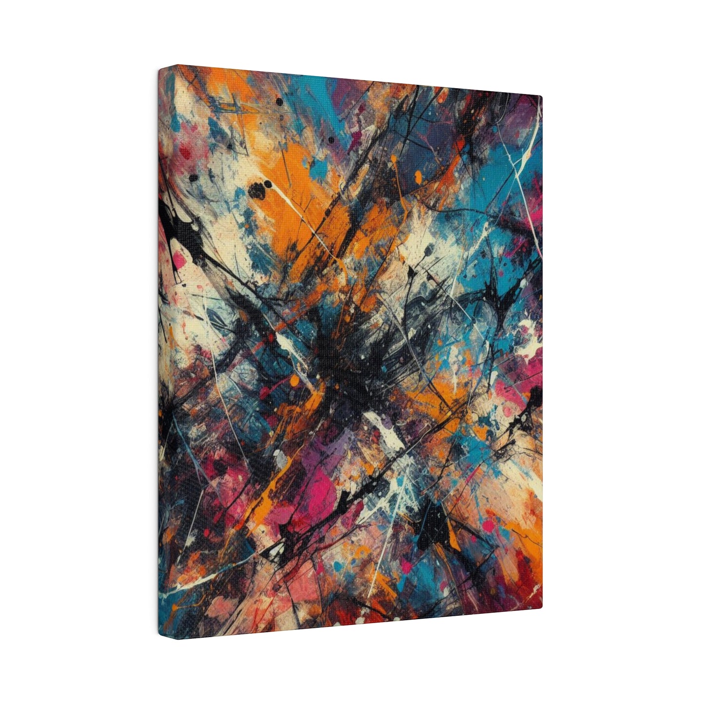 Electric Chaos Abstract Canvas Print – Bold Modern Paint Splash Wall Art for Contemporary Interiors
