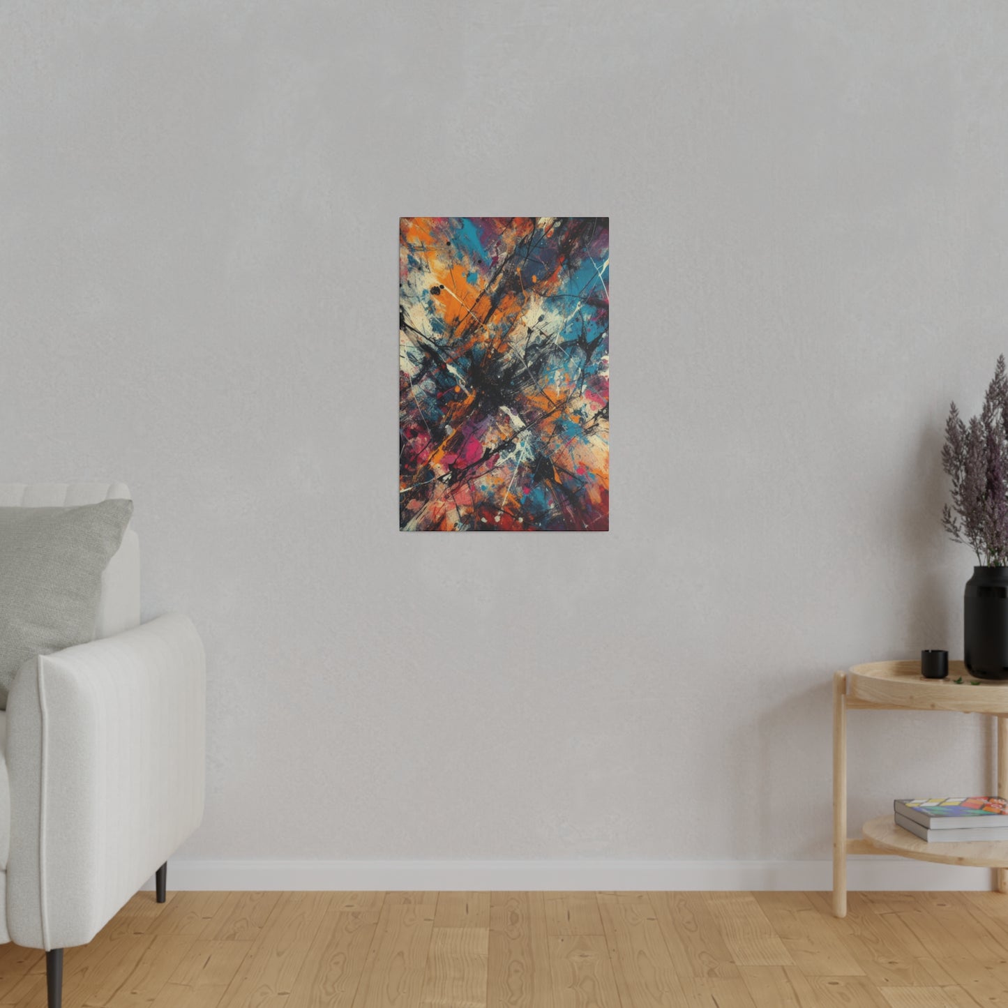 Electric Chaos Abstract Canvas Print – Bold Modern Paint Splash Wall Art for Contemporary Interiors