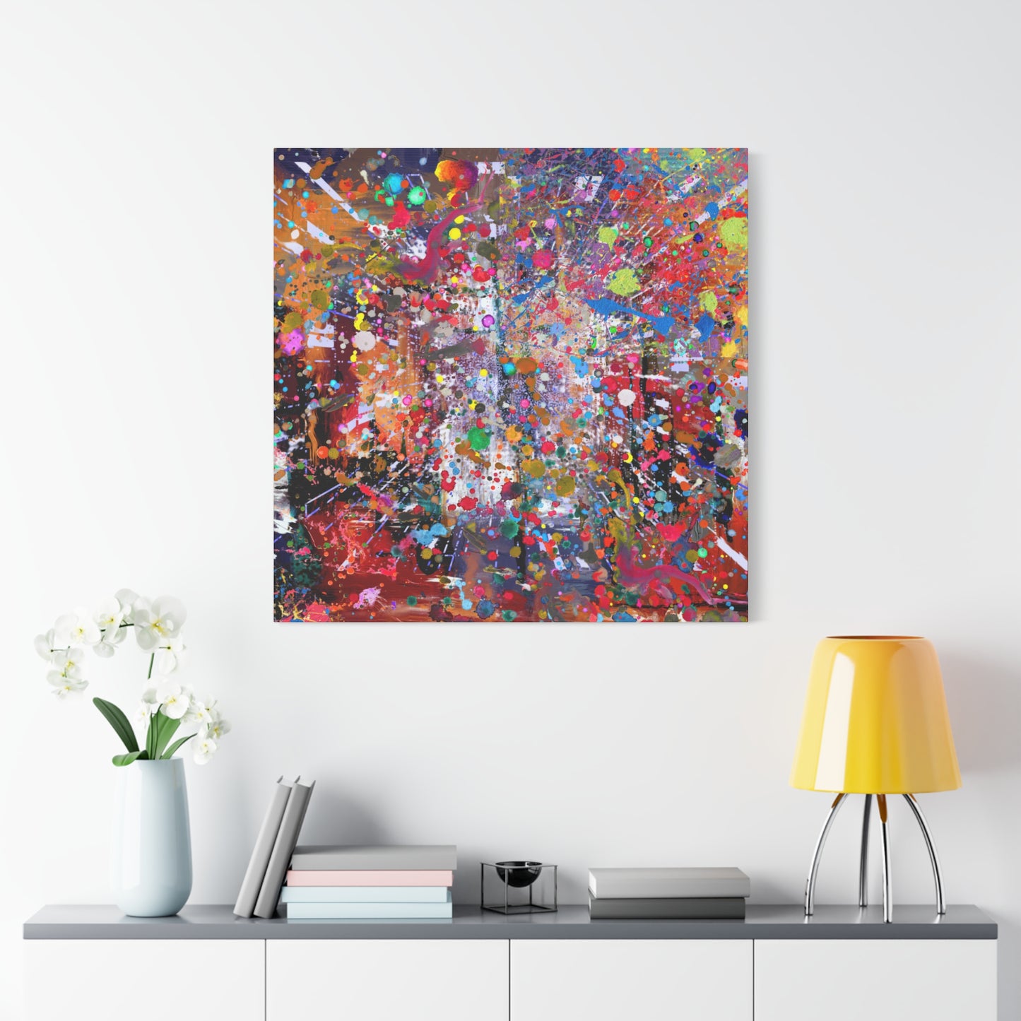 Urban Chaos: Neon Splatter Symphony Abstract Canvas Print Art