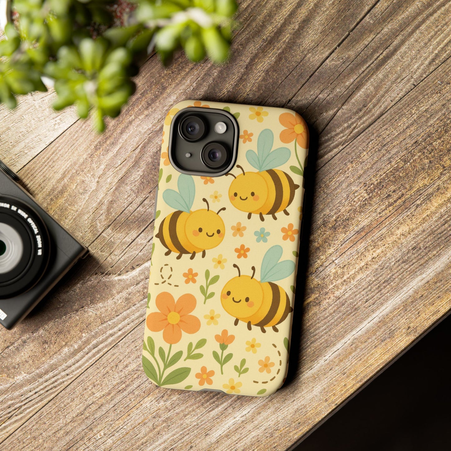 Cute cartoon Floral Bee Tough Phone Case