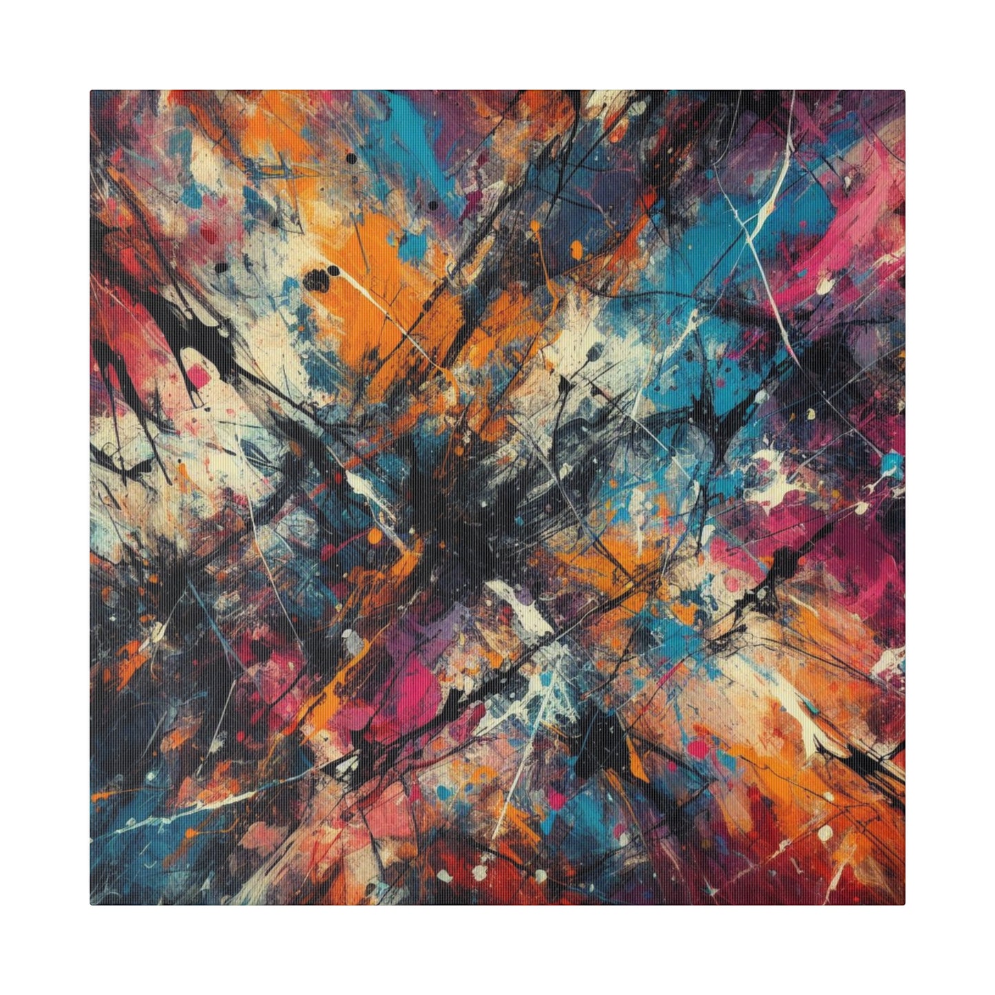 Electric Chaos Abstract Canvas Print – Bold Modern Paint Splash Wall Art for Contemporary Interiors
