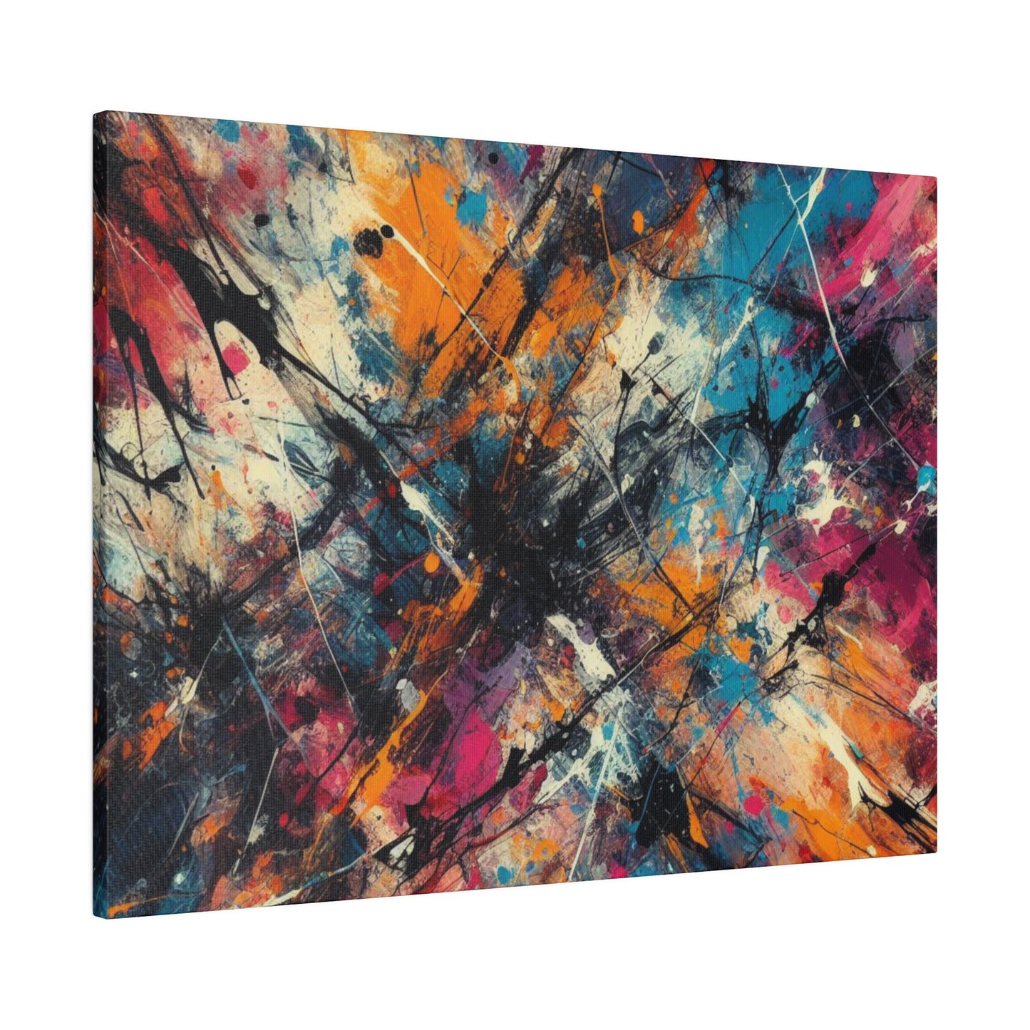 Electric Chaos Abstract Canvas Print – Bold Modern Paint Splash Wall Art for Contemporary Interiors