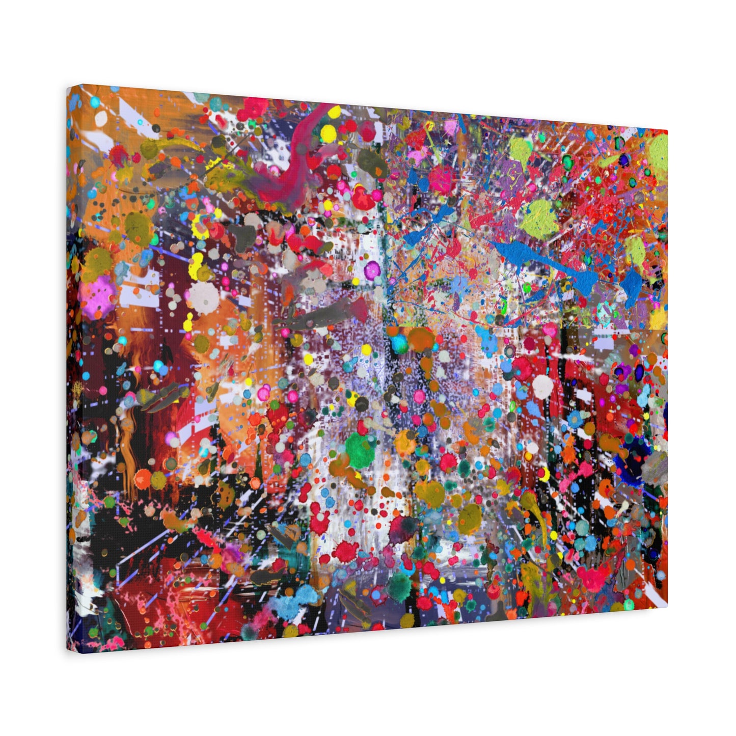 Urban Chaos: Neon Splatter Symphony Abstract Canvas Print Art