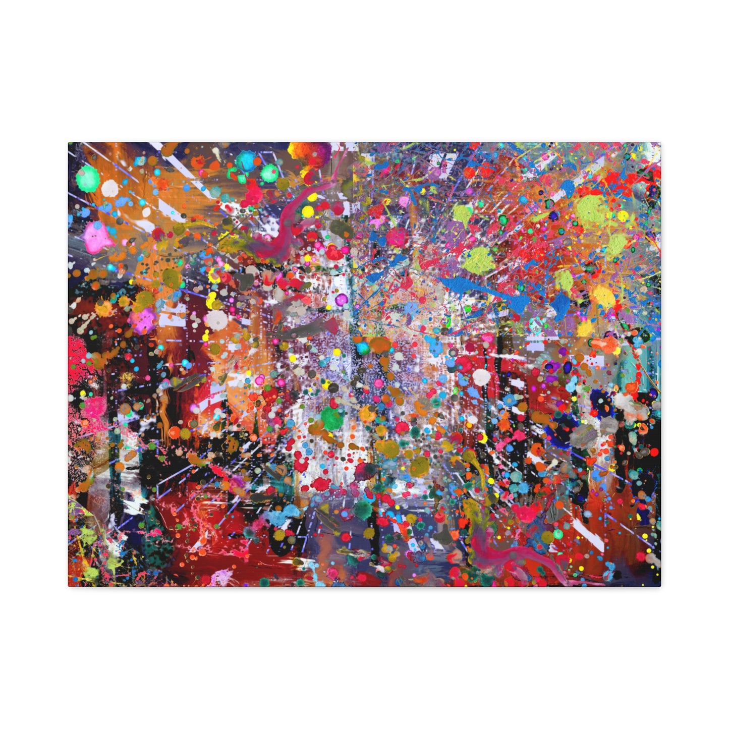 Urban Chaos: Neon Splatter Symphony Abstract Canvas Print Art