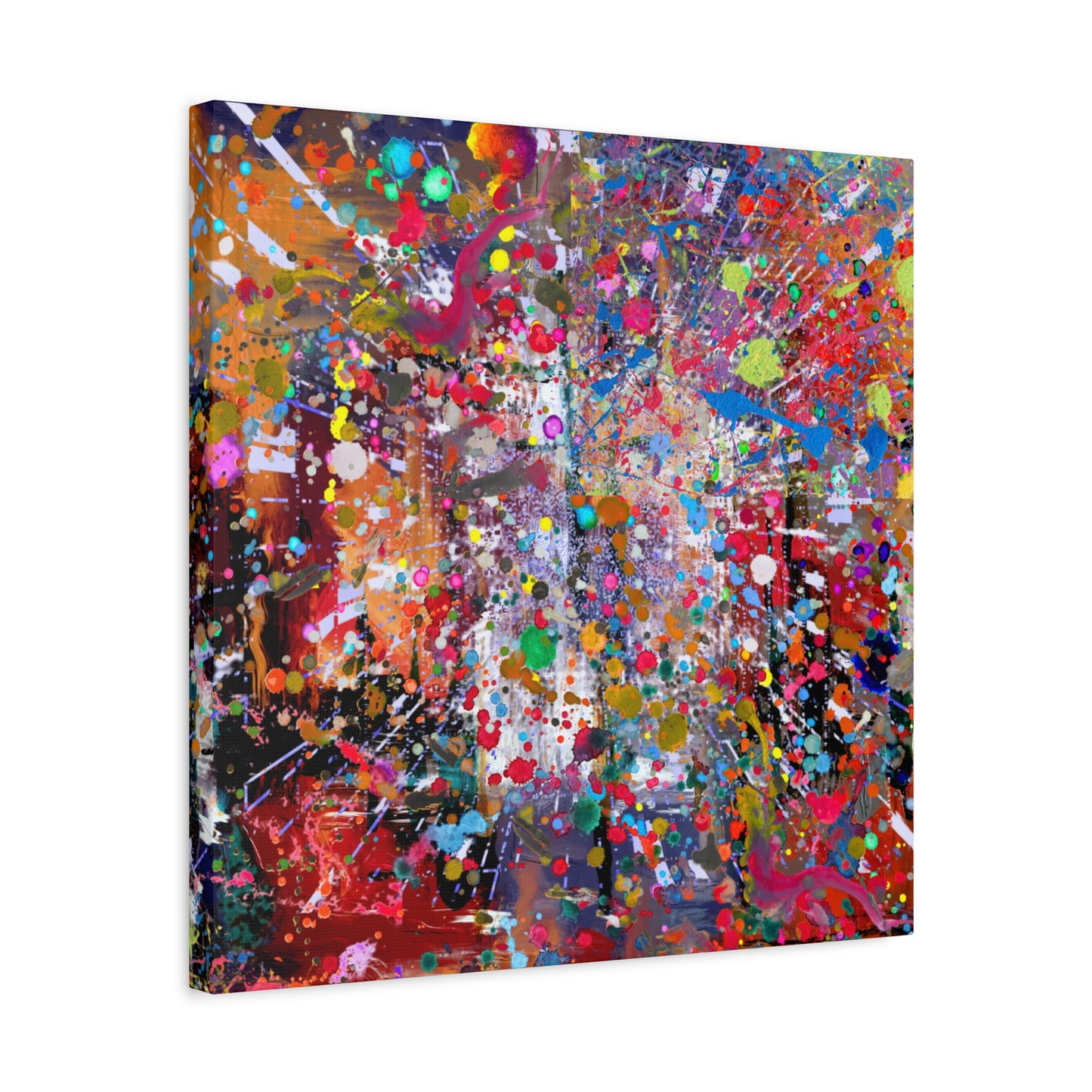 Urban Chaos: Neon Splatter Symphony Abstract Canvas Print Art