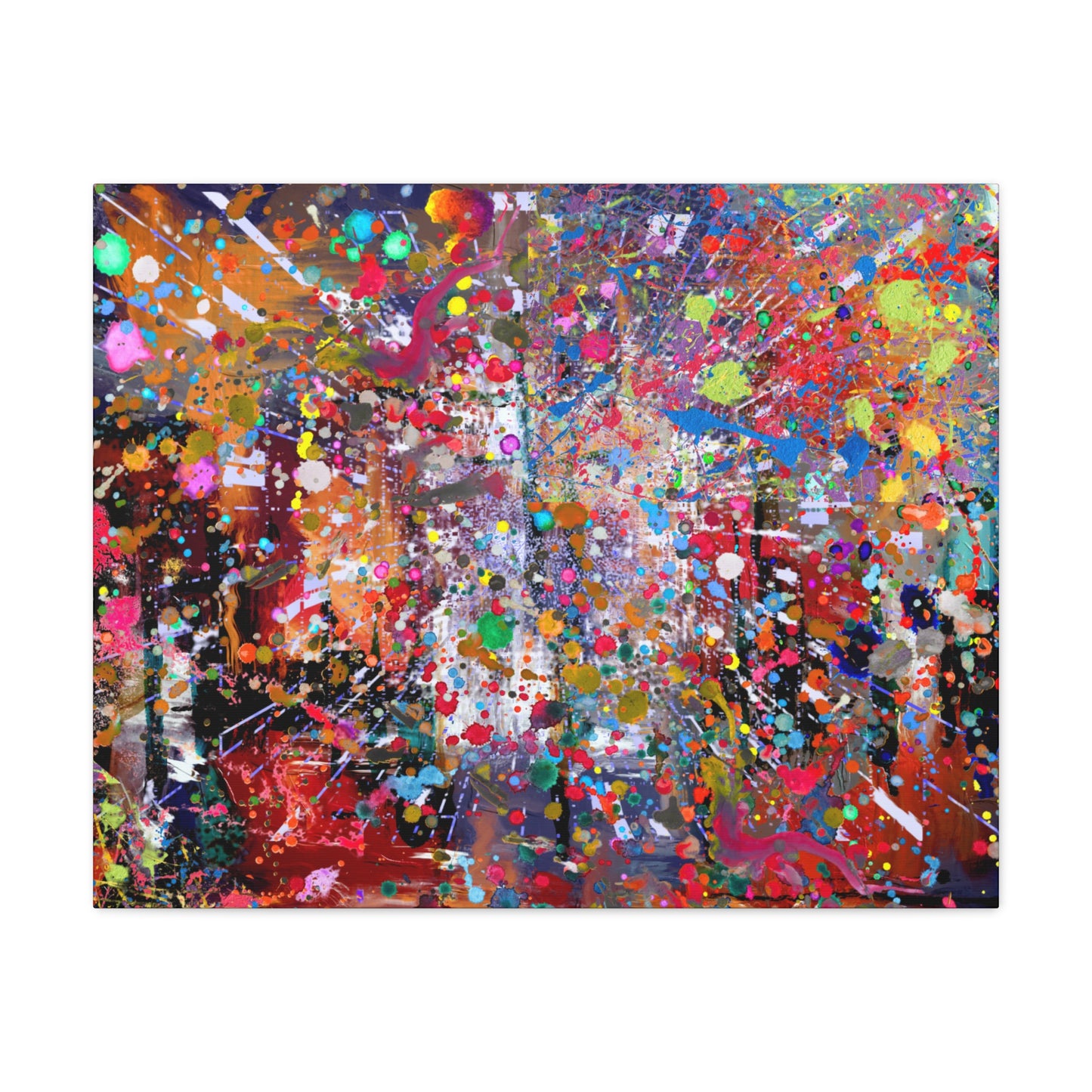 Urban Chaos: Neon Splatter Symphony Abstract Canvas Print Art