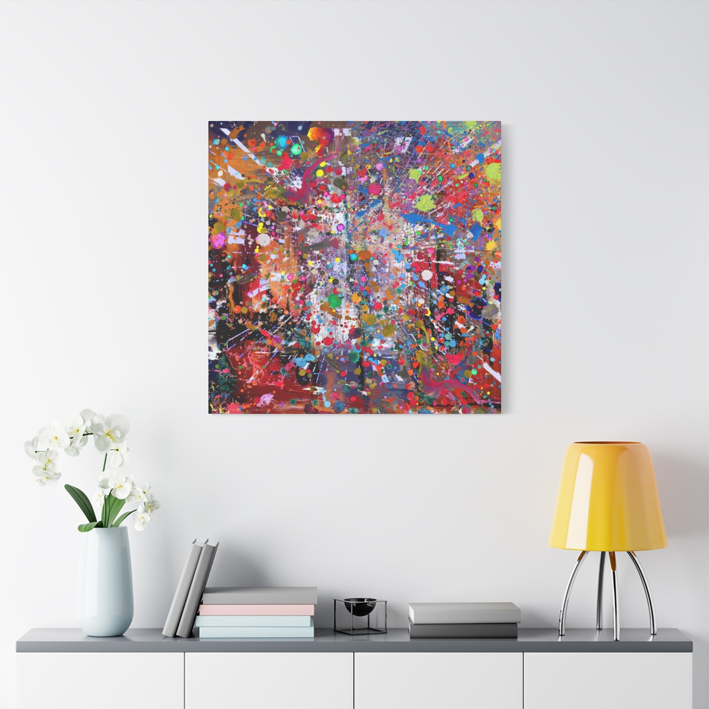 Urban Chaos: Neon Splatter Symphony Abstract Canvas Print Art