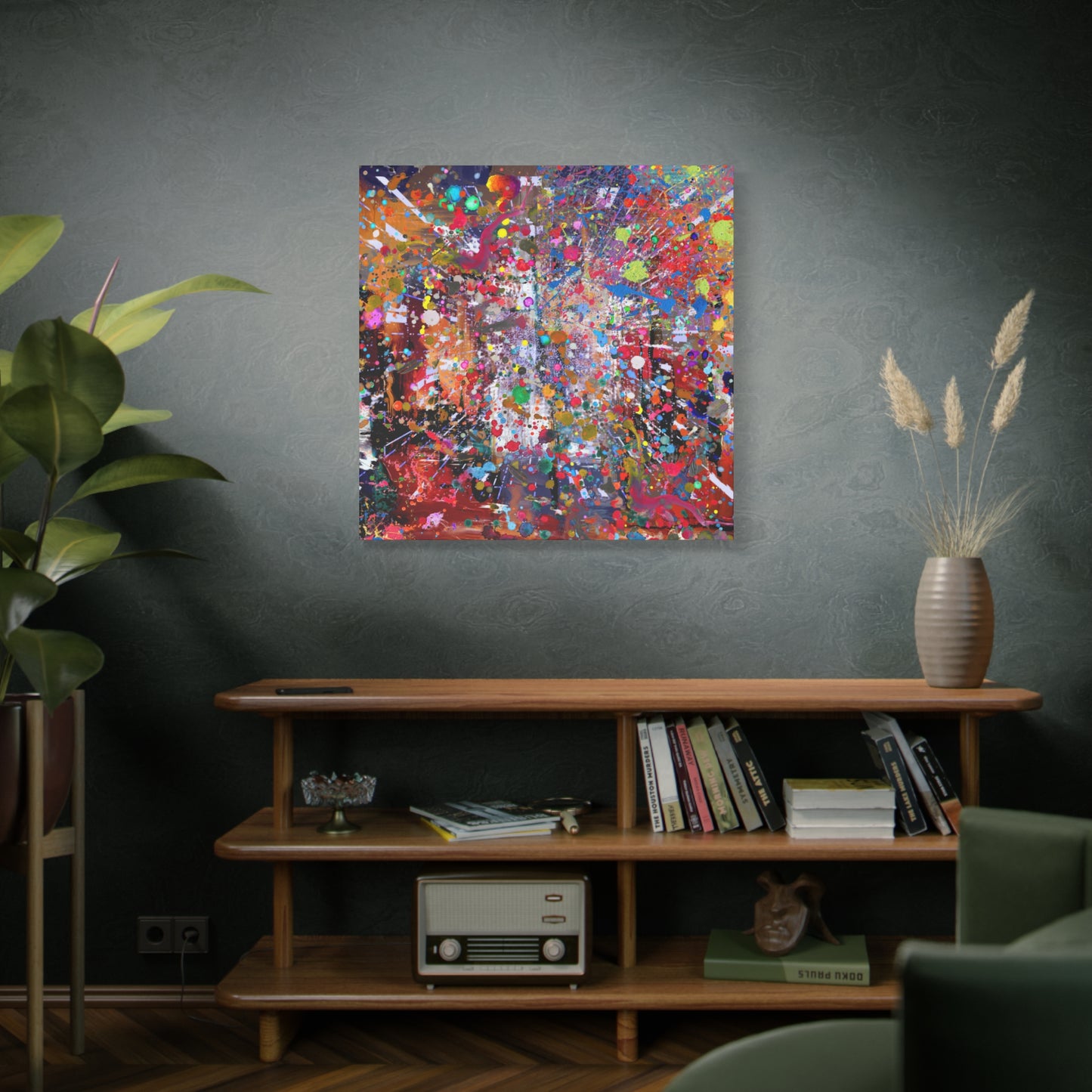 Urban Chaos: Neon Splatter Symphony Abstract Canvas Print Art