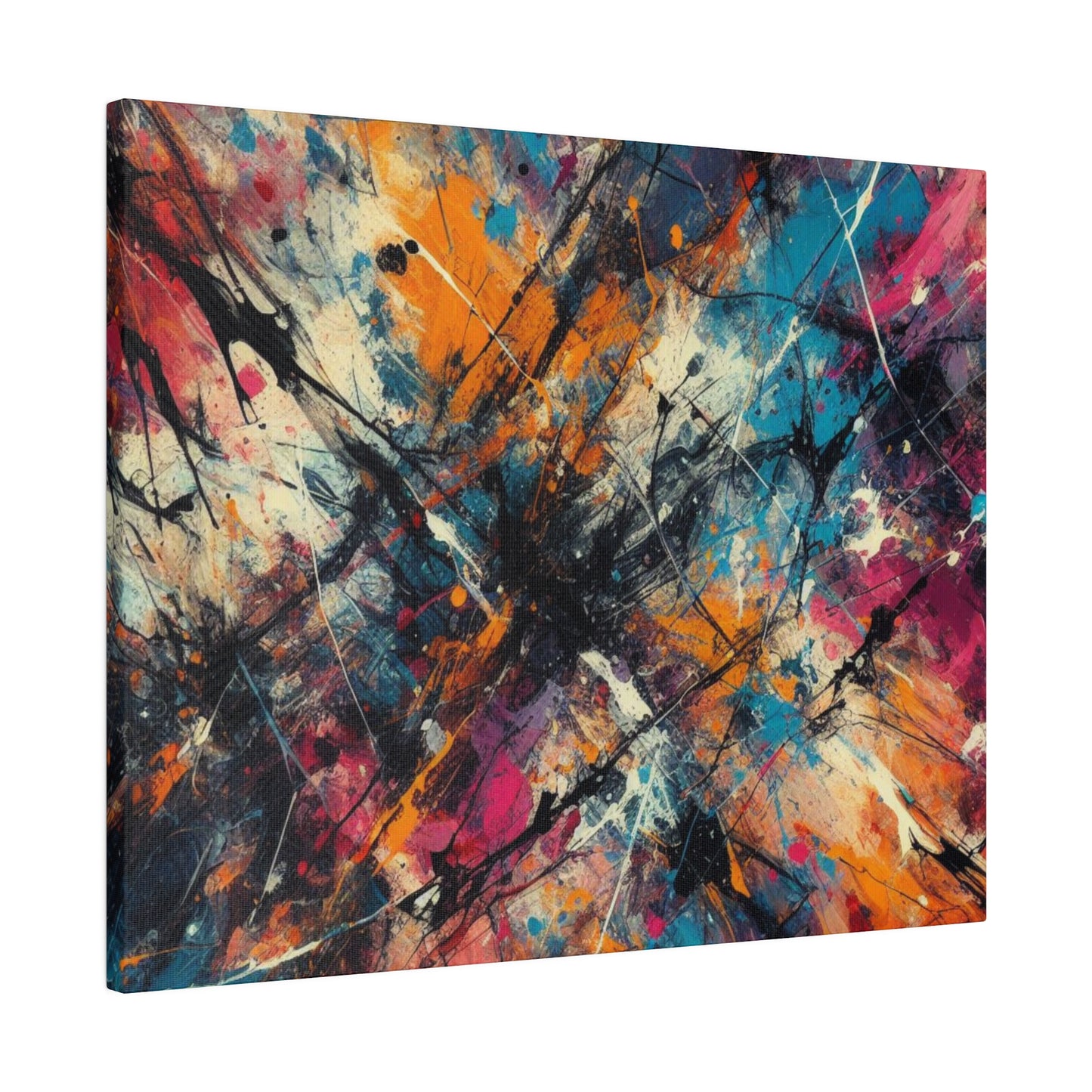 Electric Chaos Abstract Canvas Print – Bold Modern Paint Splash Wall Art for Contemporary Interiors