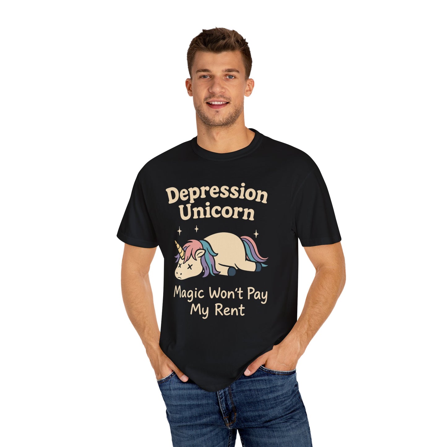 Depression Unicorn T-Shirt | Funny Graphic Tee, Unisex Apparel, Gift for Unicorn Lovers, Self-Care Product, Humor Shirt