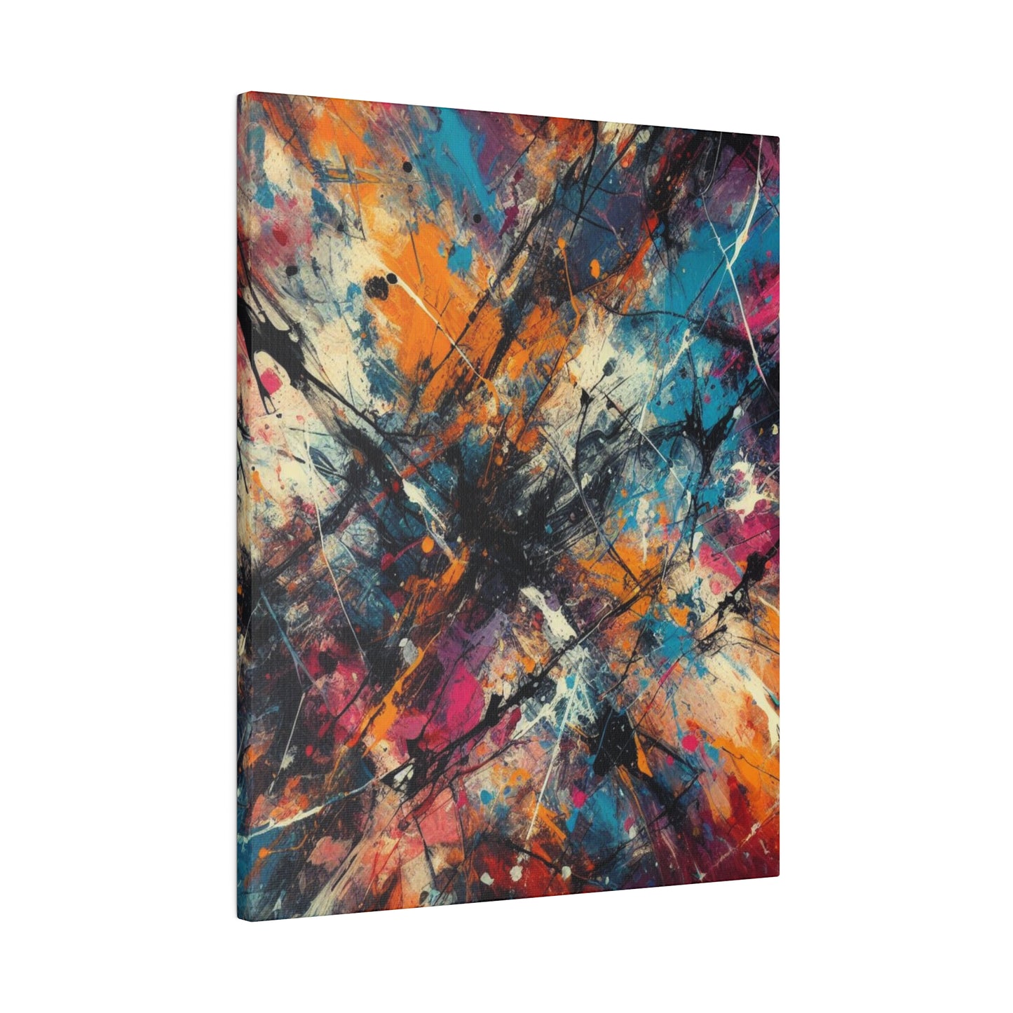 Electric Chaos Abstract Canvas Print – Bold Modern Paint Splash Wall Art for Contemporary Interiors