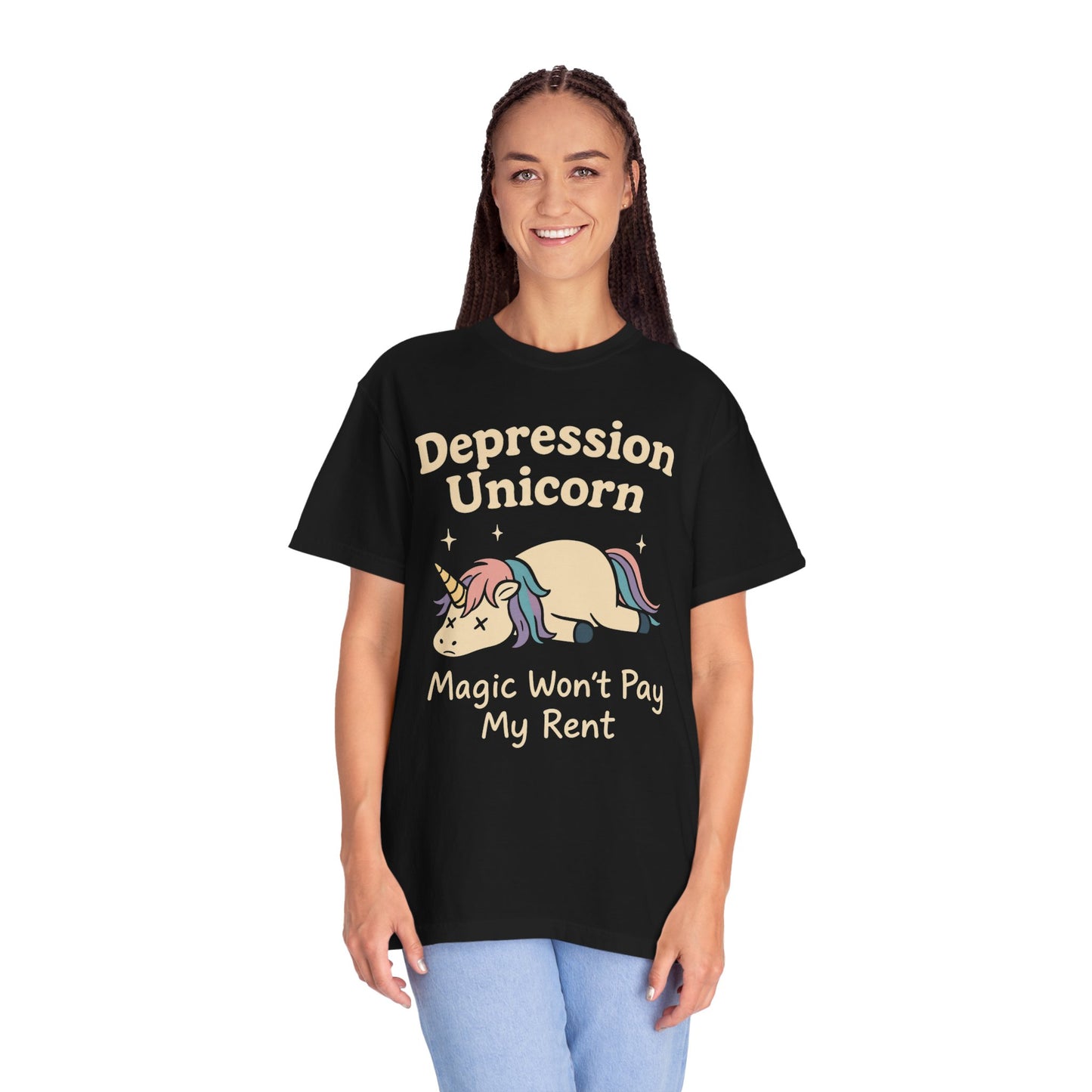 Depression Unicorn T-Shirt | Funny Graphic Tee, Unisex Apparel, Gift for Unicorn Lovers, Self-Care Product, Humor Shirt