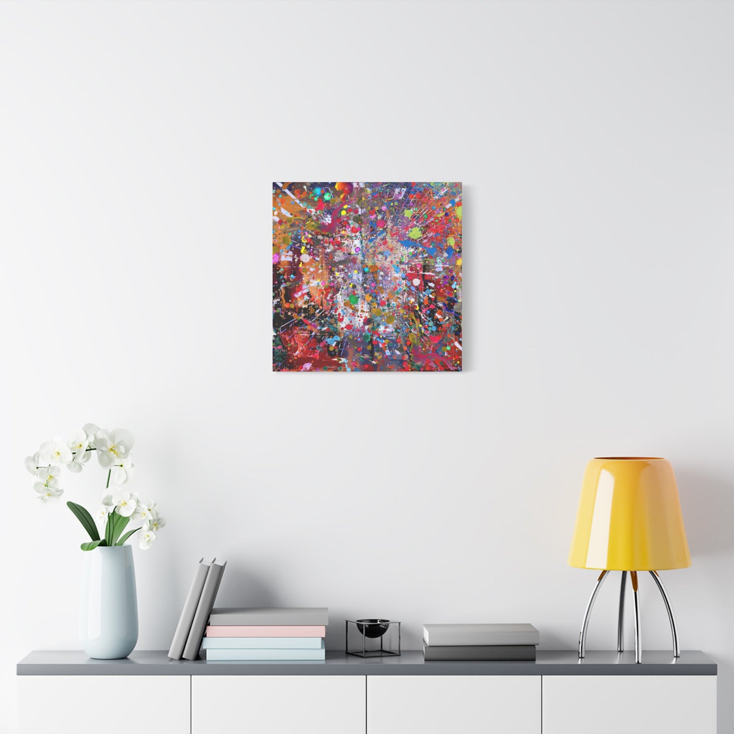 Urban Chaos: Neon Splatter Symphony Abstract Canvas Print Art