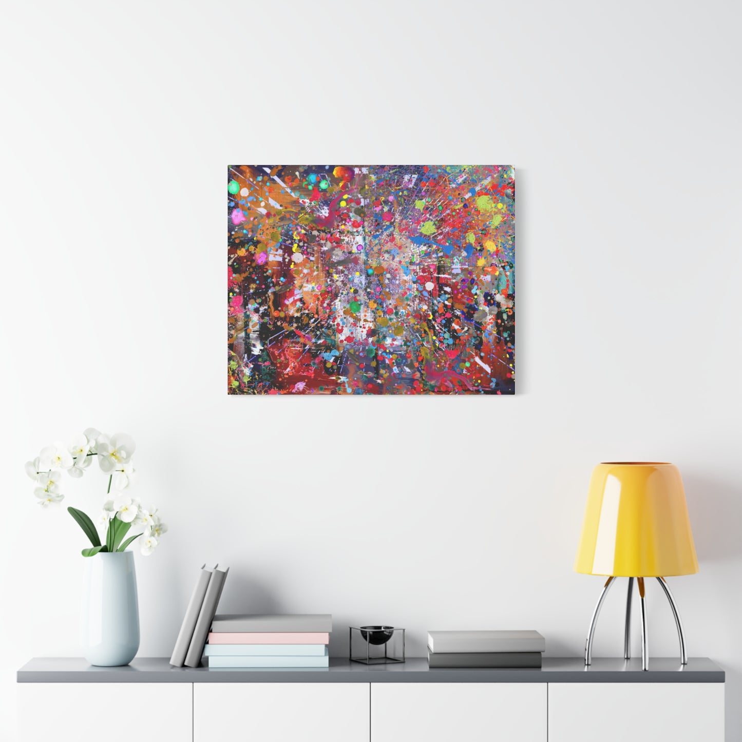 Urban Chaos: Neon Splatter Symphony Abstract Canvas Print Art