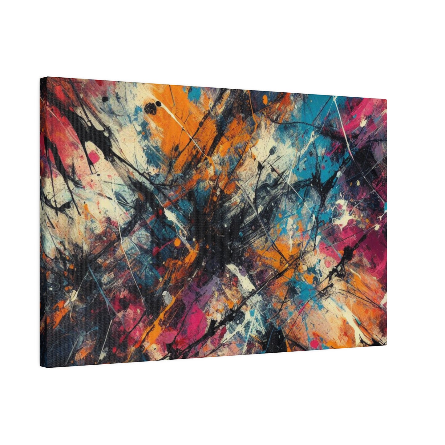 Electric Chaos Abstract Canvas Print – Bold Modern Paint Splash Wall Art for Contemporary Interiors
