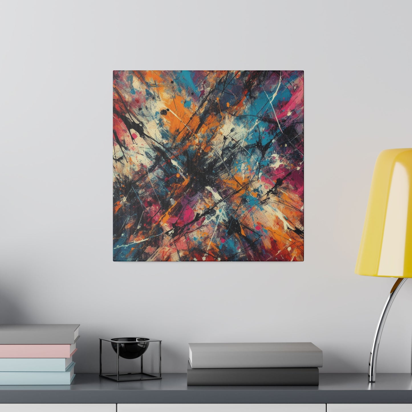Electric Chaos Abstract Canvas Print – Bold Modern Paint Splash Wall Art for Contemporary Interiors